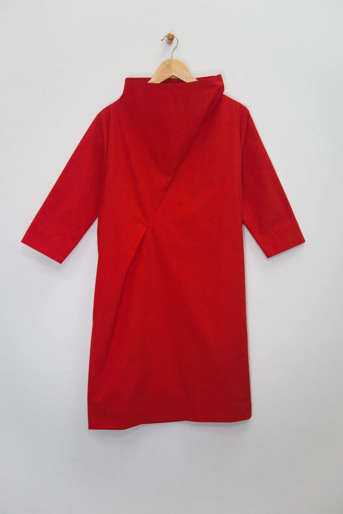 38" ¾ Sleeve Funnel Neck Dress