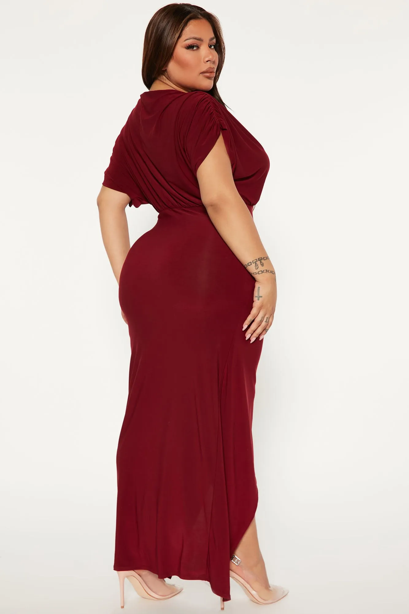 Alex Off Shoulder Maxi Dress - Burgundy