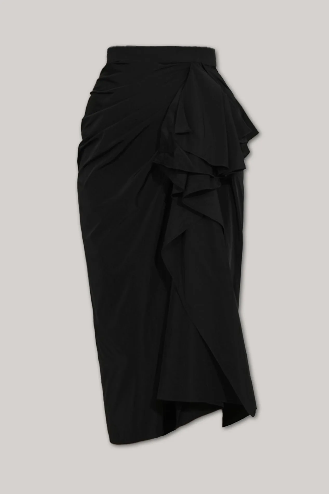 Allure Black Taffeta Midi Skirt