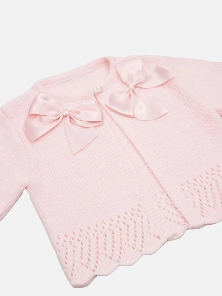 Baby Girl Cardigan with 2 Big Bows - Pink