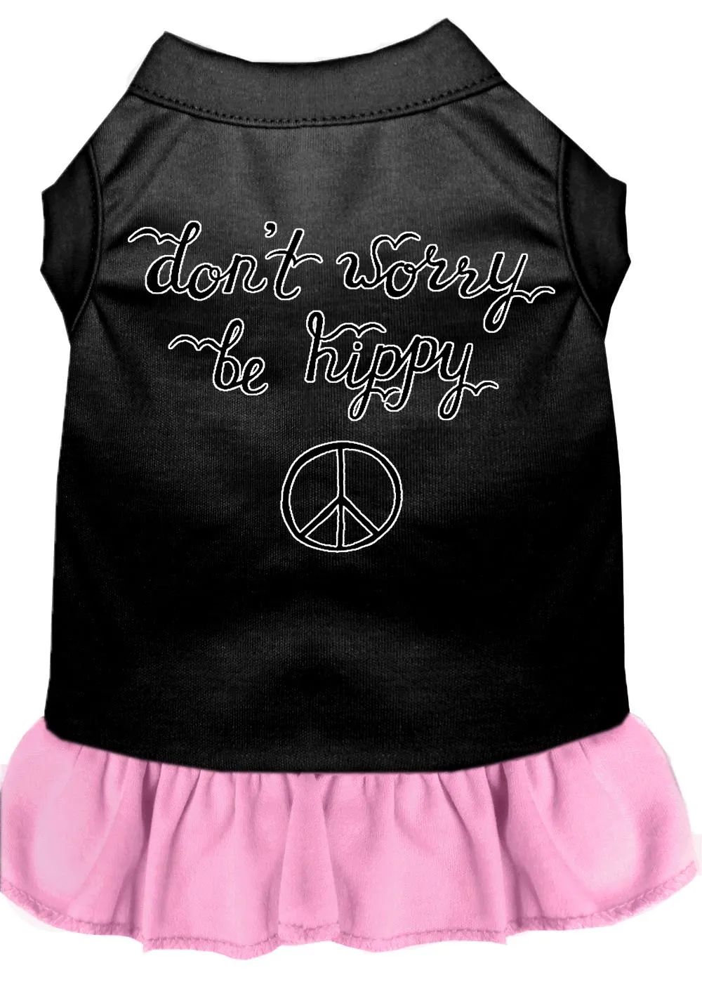 Be Hippy Screen Print Dog Dress Black With Light Pink Xl (16)