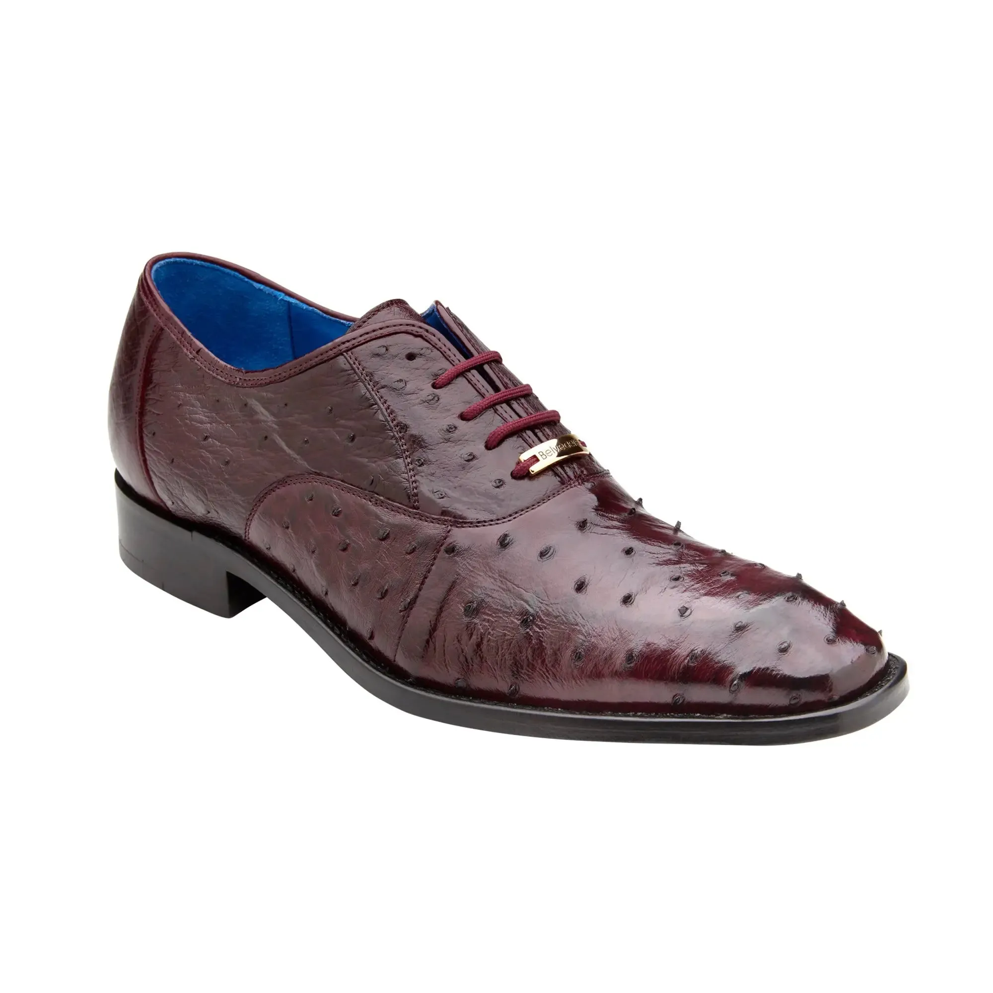 Belvedere Orlando in Dark Burgundy Genuine Ostrich Quill Oxfords