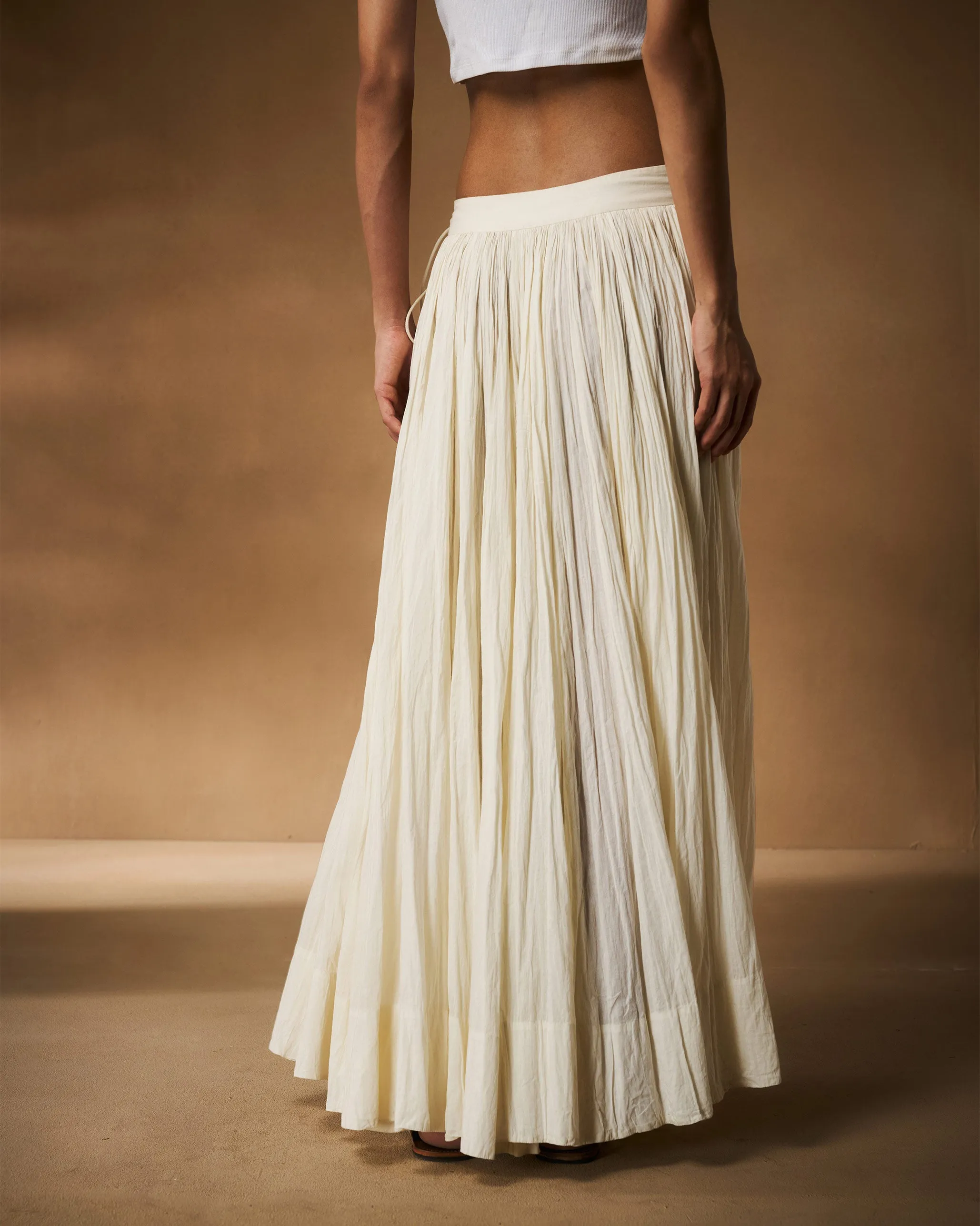 Berura Skirt - Ivory Hand Embroidered