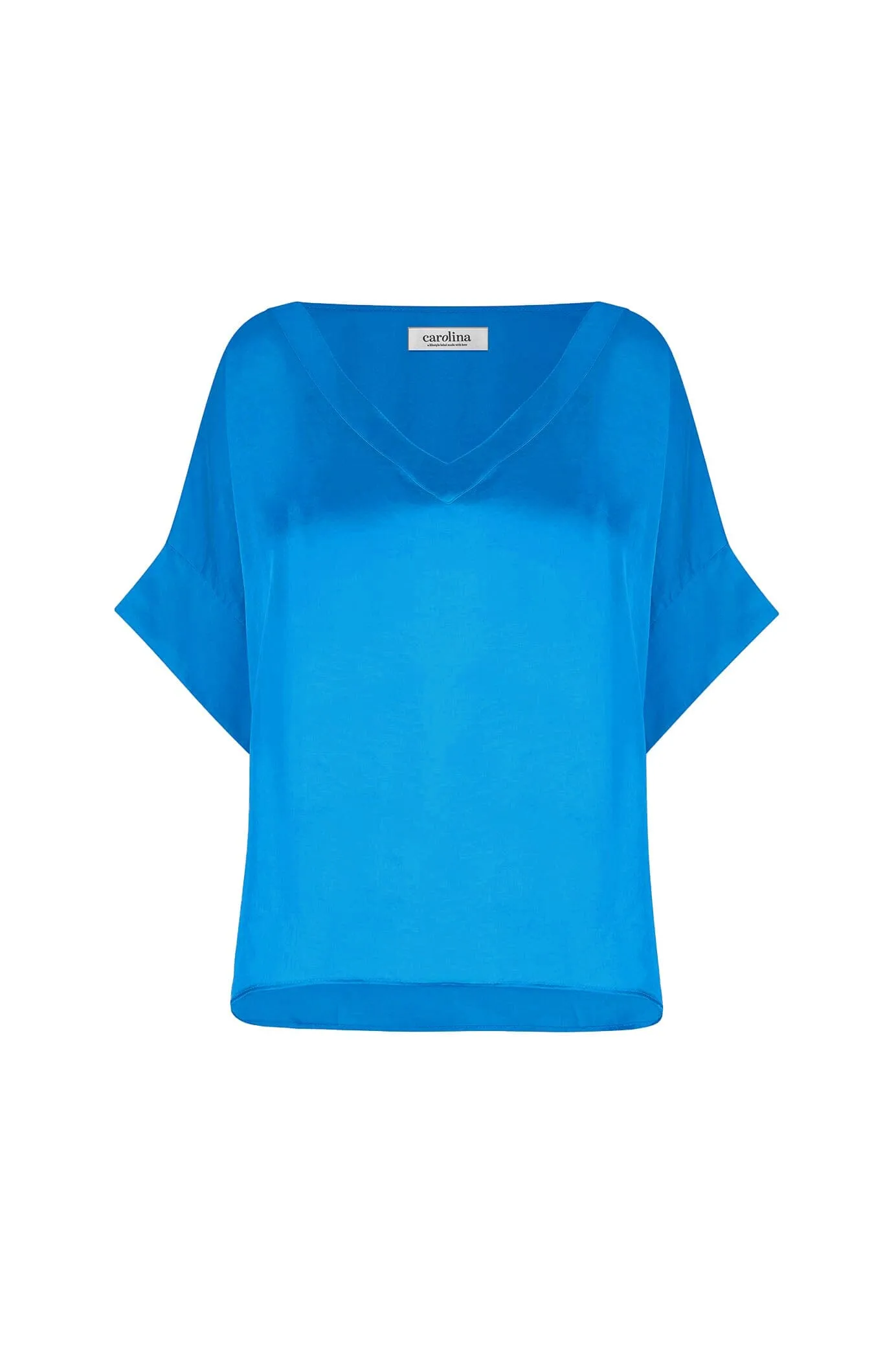 Bianca Short Sleeve Top Cobalt with V Neck