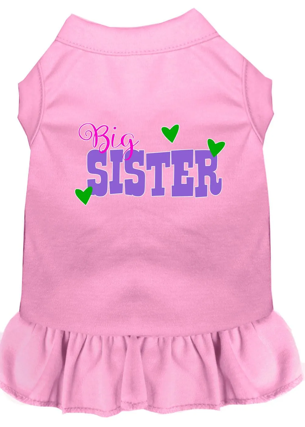 Big Sister Screen Print Dog Dress Light Pink 4x