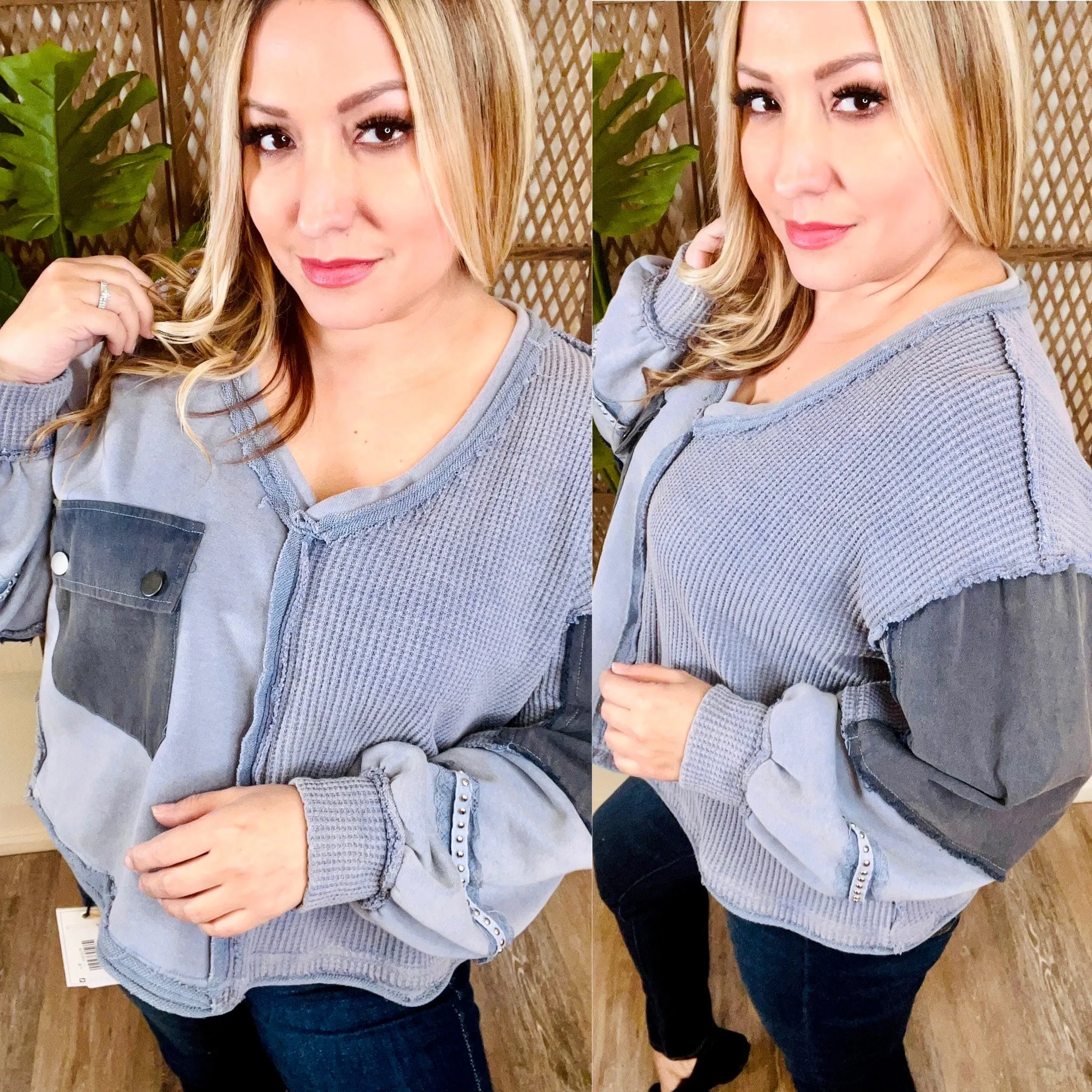 Blueberry Sleeve Detail Top