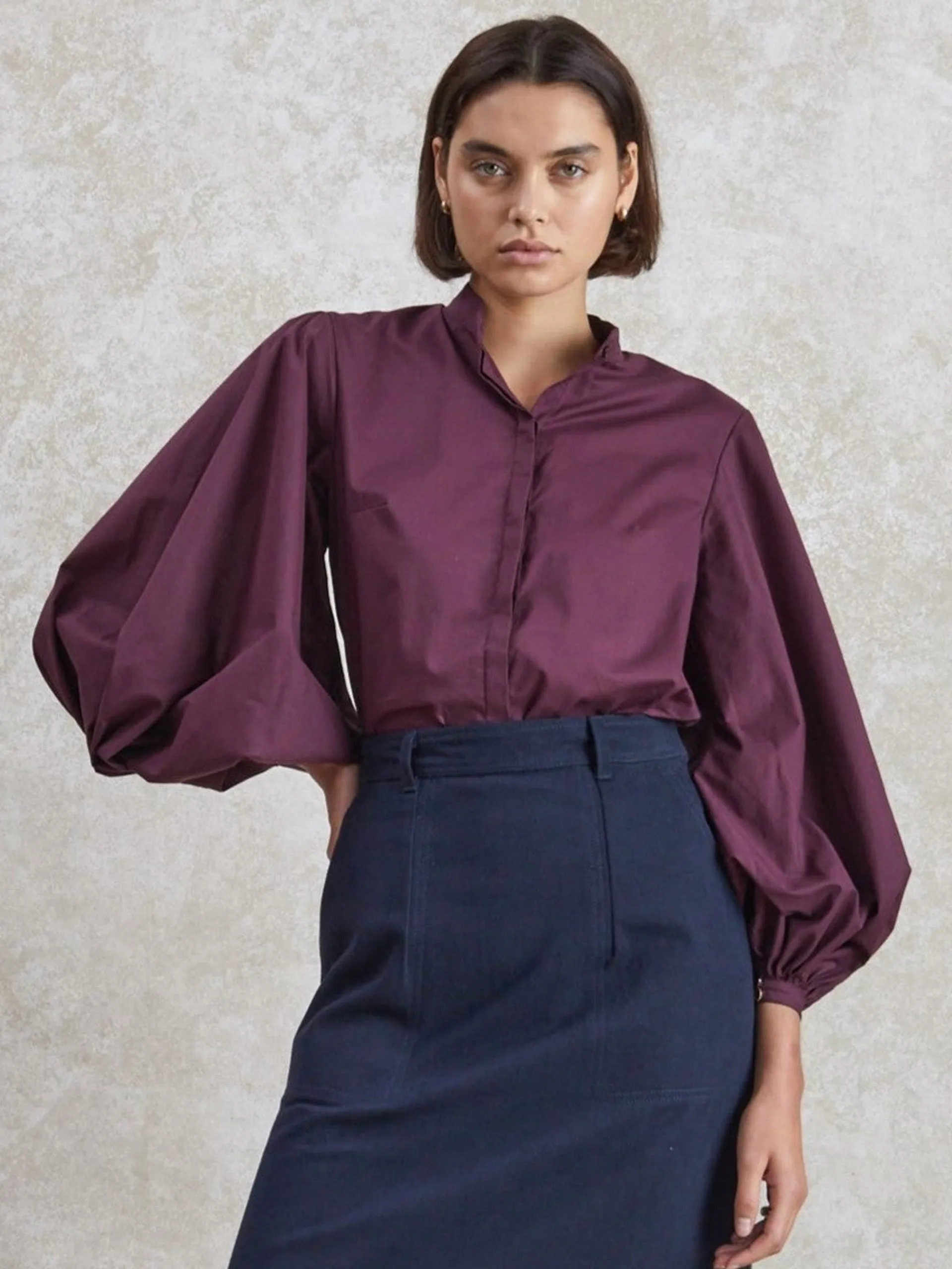 Bordeaux Maia poplin blouse