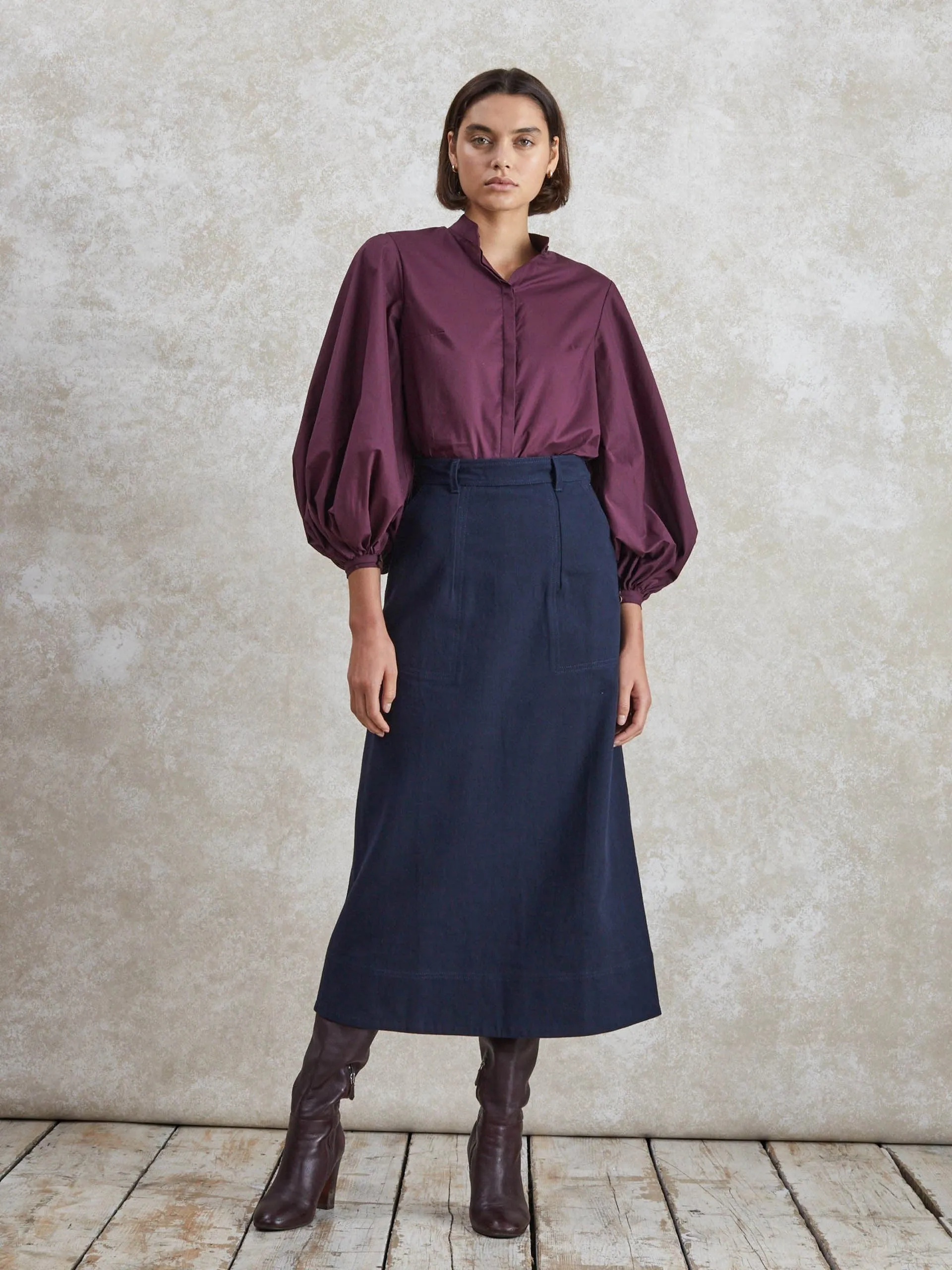 Bordeaux Maia poplin blouse