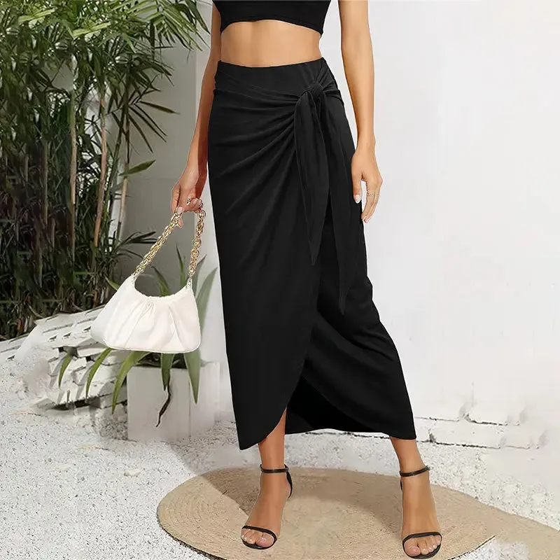 Bundle Slit Irregular Skirt High Sense