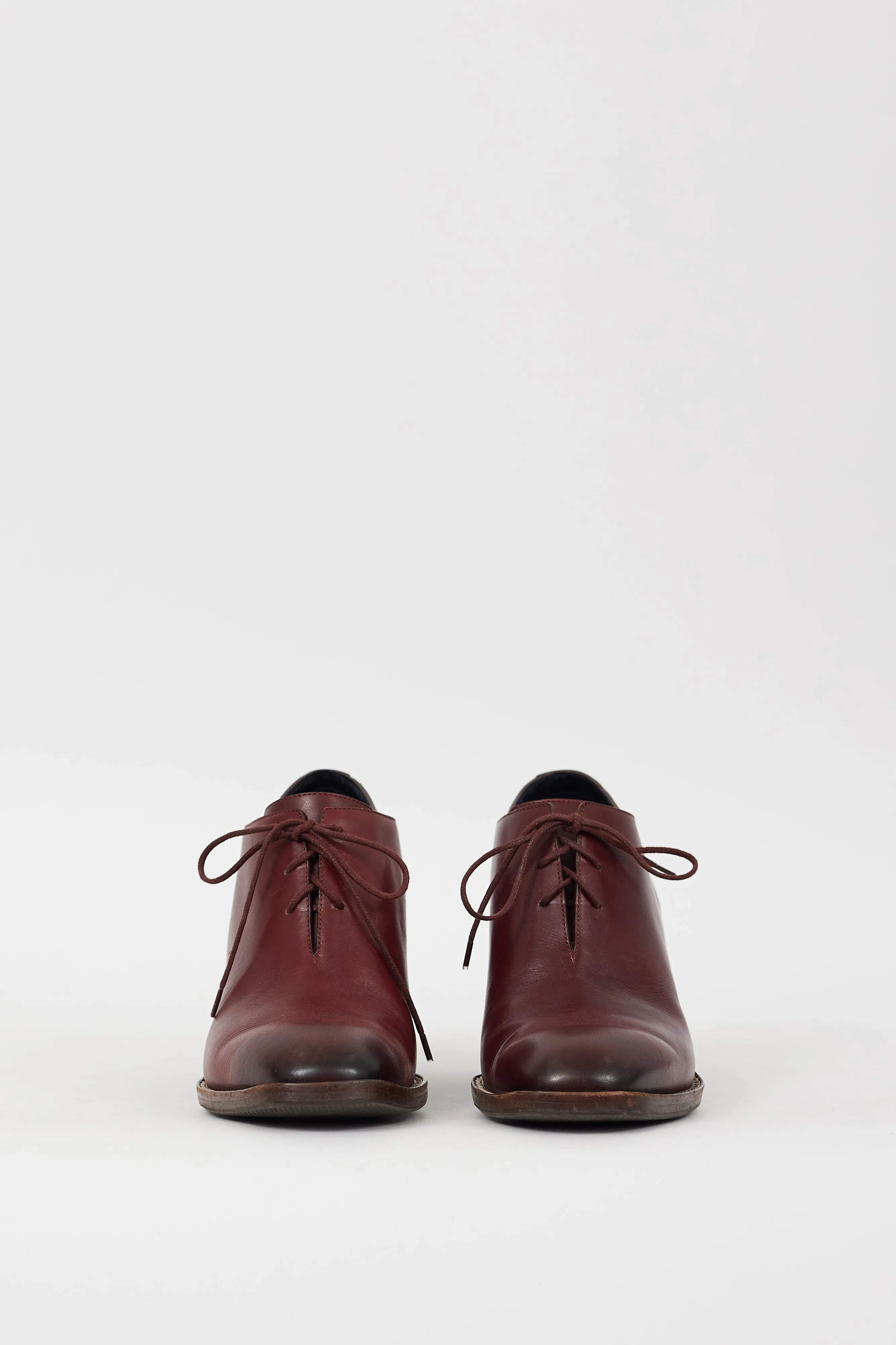 Burdgundy Leather Block Heeled Oxford