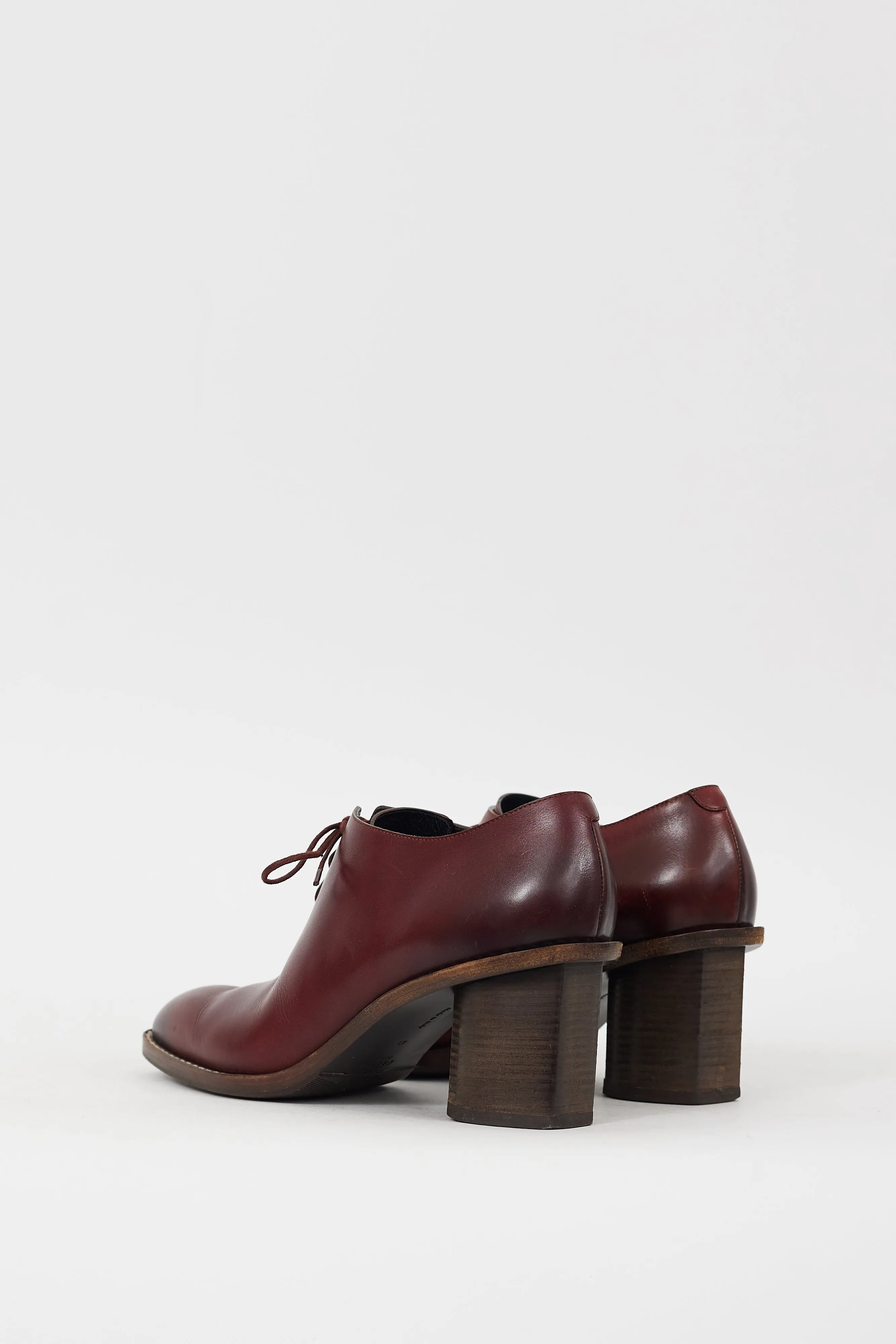 Burdgundy Leather Block Heeled Oxford