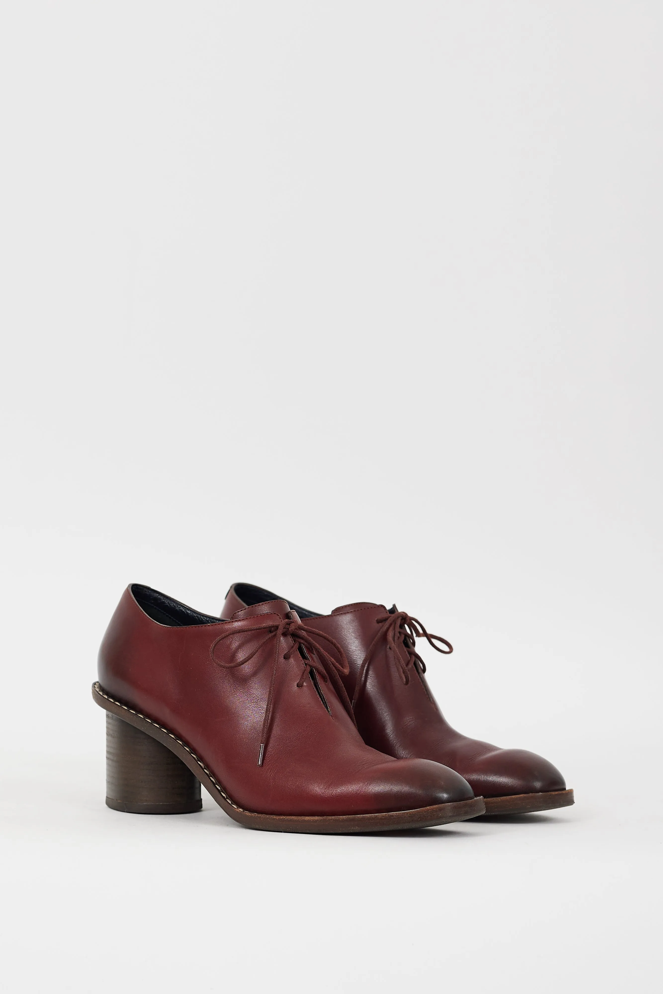 Burdgundy Leather Block Heeled Oxford