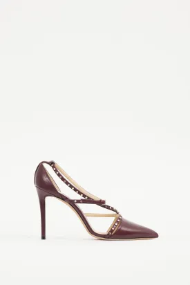 Burgundy & Gold Leather Studded Tiff Heel