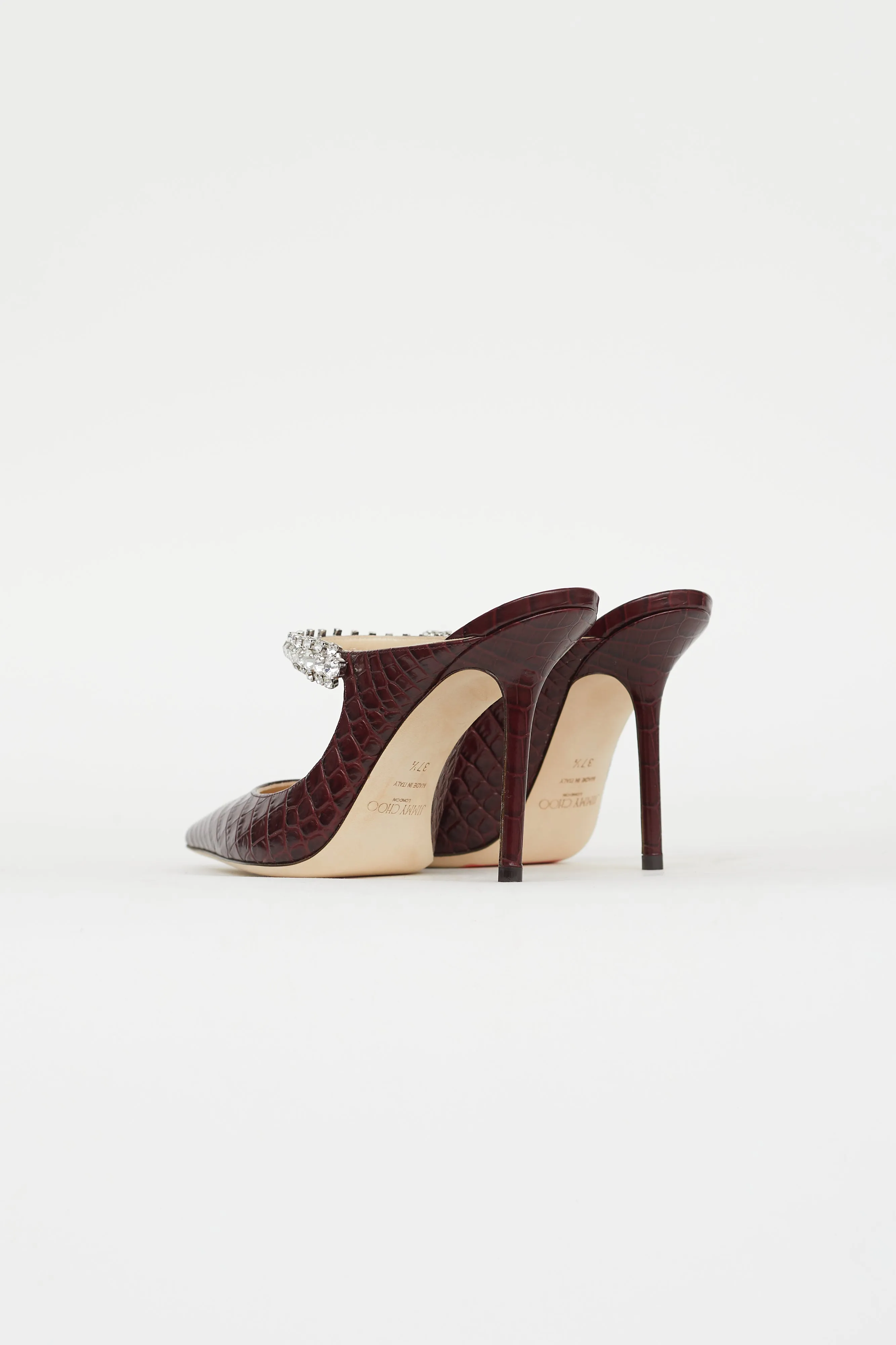 Burgundy Embossed Leather Bing 100 Pump