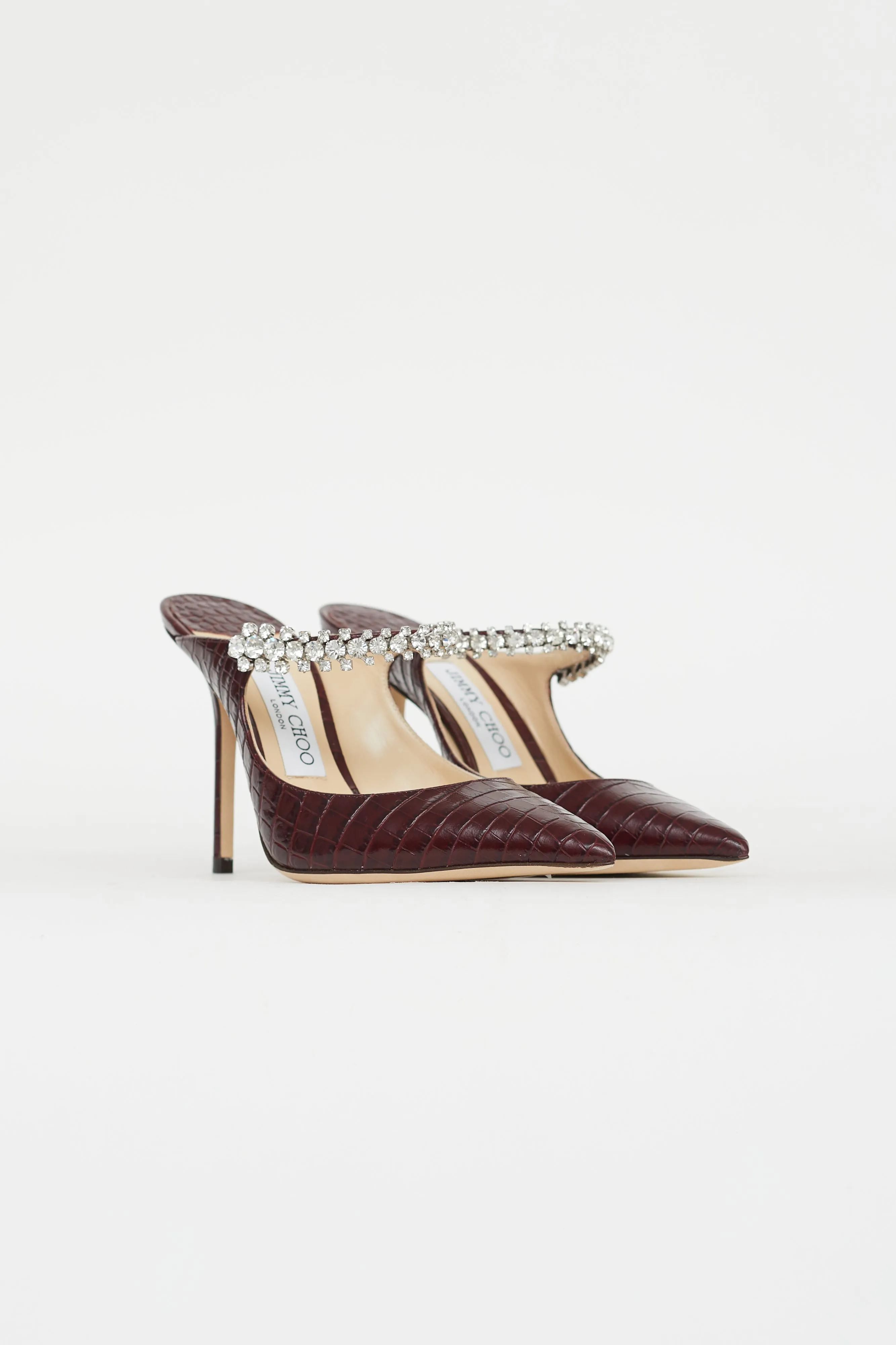 Burgundy Embossed Leather Bing 100 Pump