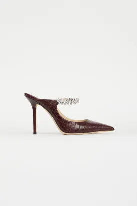 Burgundy Embossed Leather Bing 100 Pump