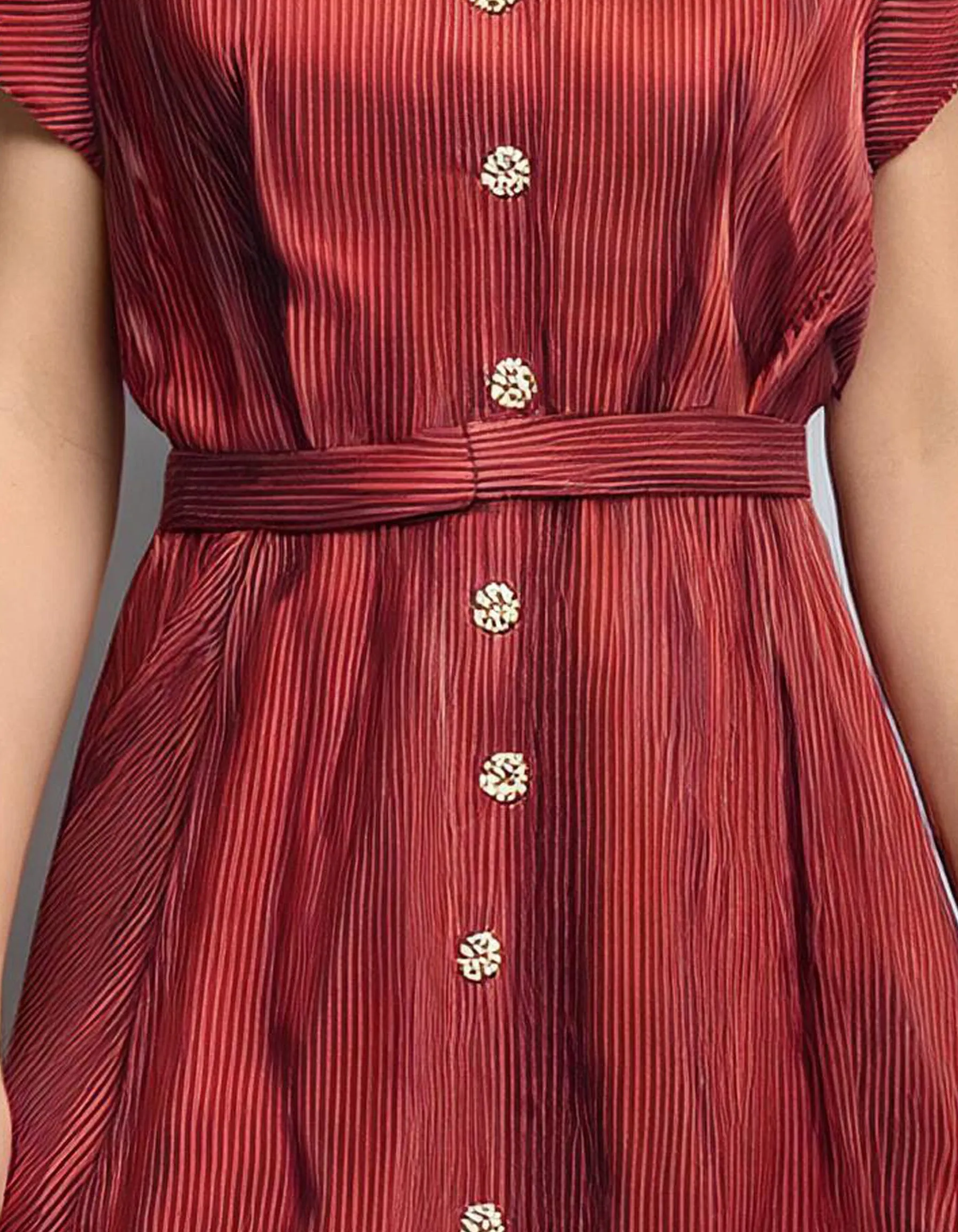 Burgundy Fit and Flare Shirt Dress