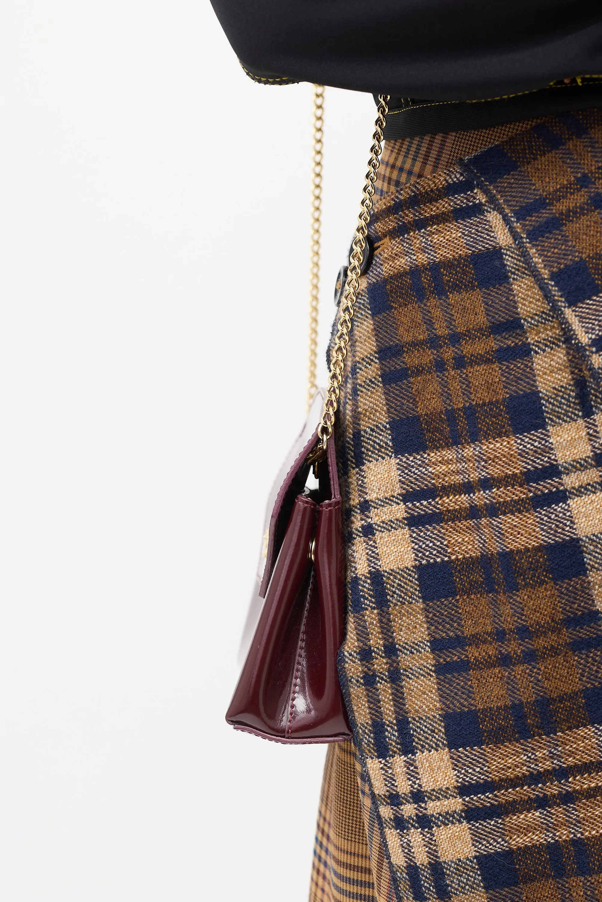 Burgundy Patent Chain Flap Clutch