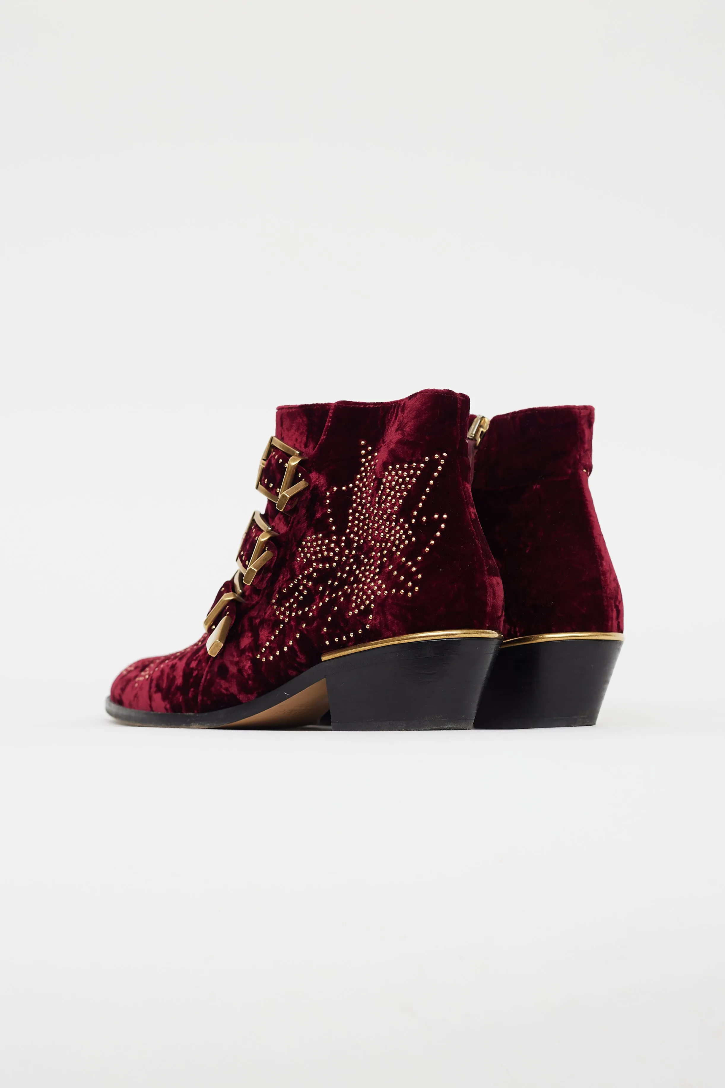 Burgundy Susanna Velvet Studded Boot