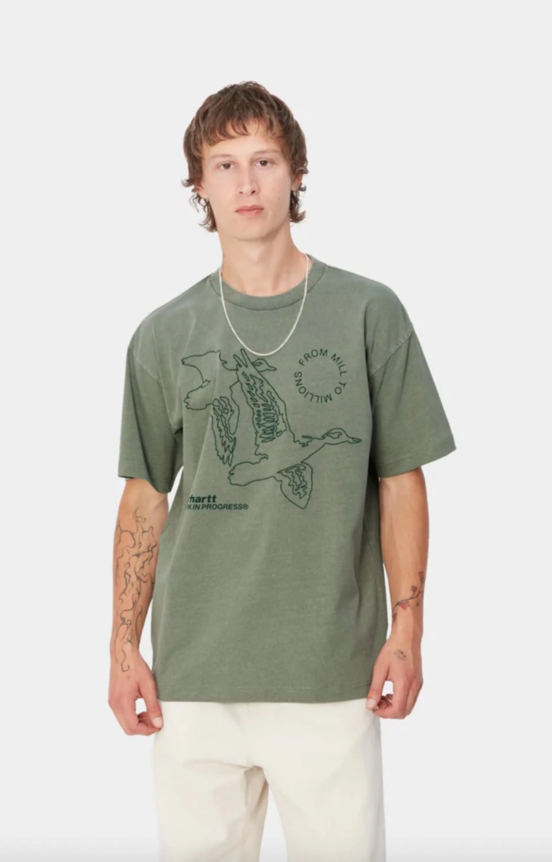 Carhartt WIP Flying Ducks T-Shirt, Duck Green Garment Dyed