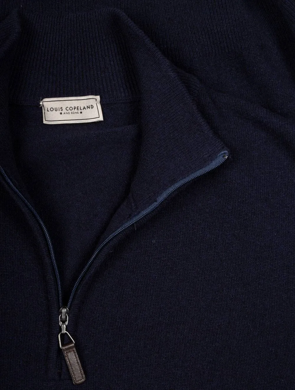 Cashmere & Merino Wool Half Zip Navy