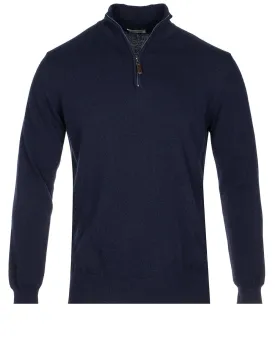 Cashmere & Merino Wool Half Zip Navy