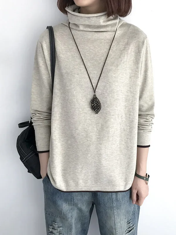 Casual Loose 8 Colors High-Neck Long Sleeves Knitwear