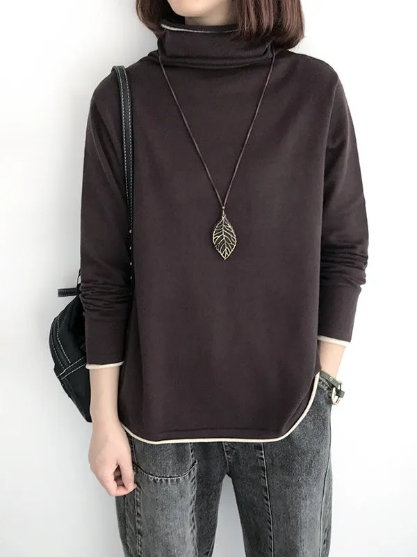 Casual Loose 8 Colors High-Neck Long Sleeves Knitwear