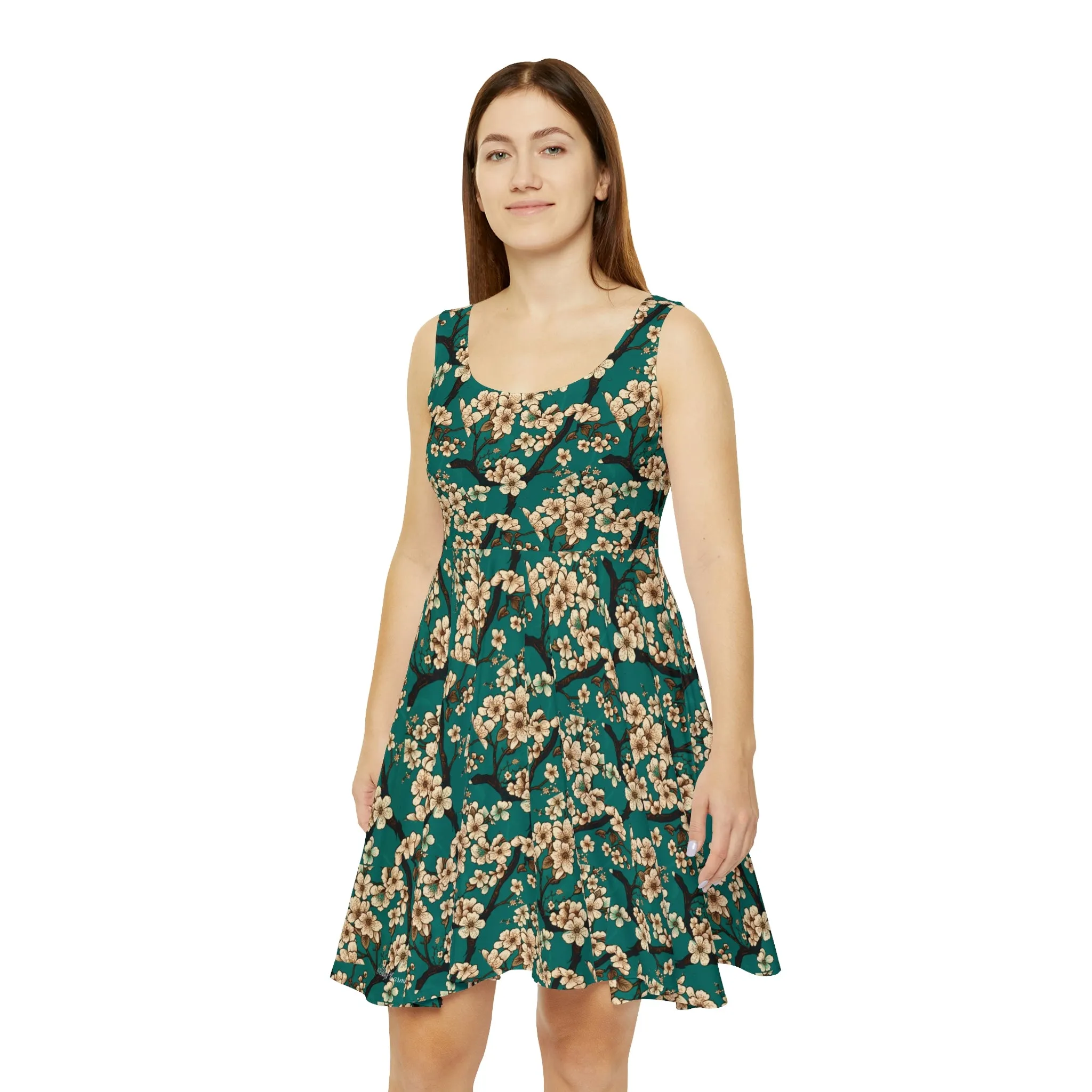 Cherry Blossom Floral Pattern Women's Skater Dress #23