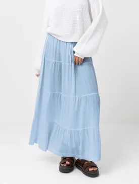 Classic Tiered Maxi Skirt in Blue