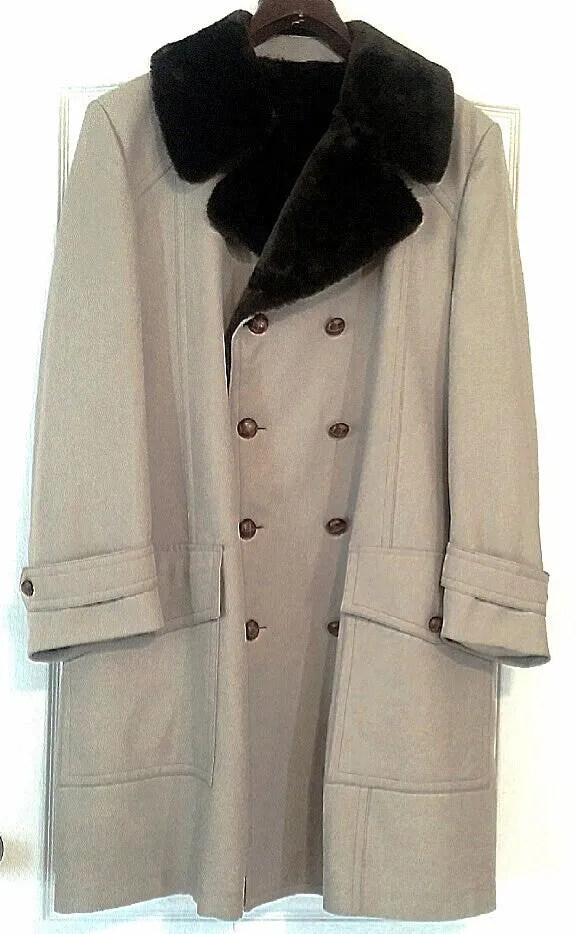 'Clipper Mist' Londontown- Beige,Fur Lined, DB Trench Coat-size 46L