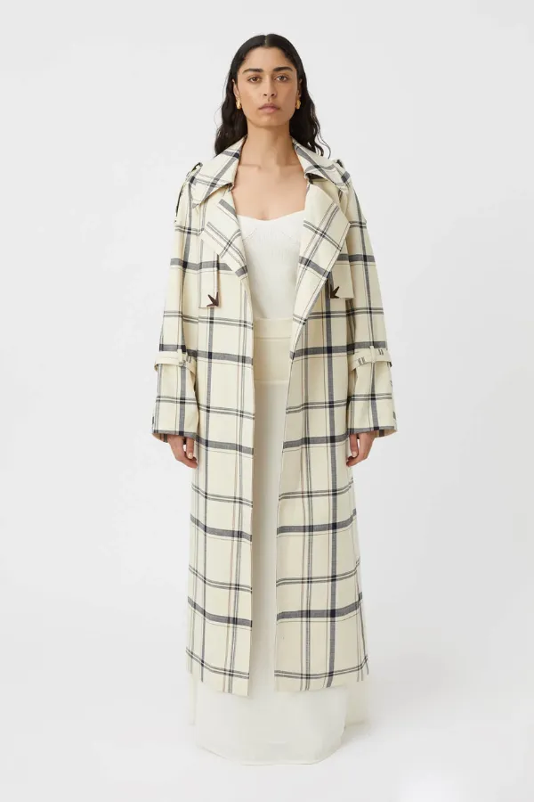 Corelia Trench Coat Cream Black Check