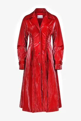 Crimson Laced Trench Coat