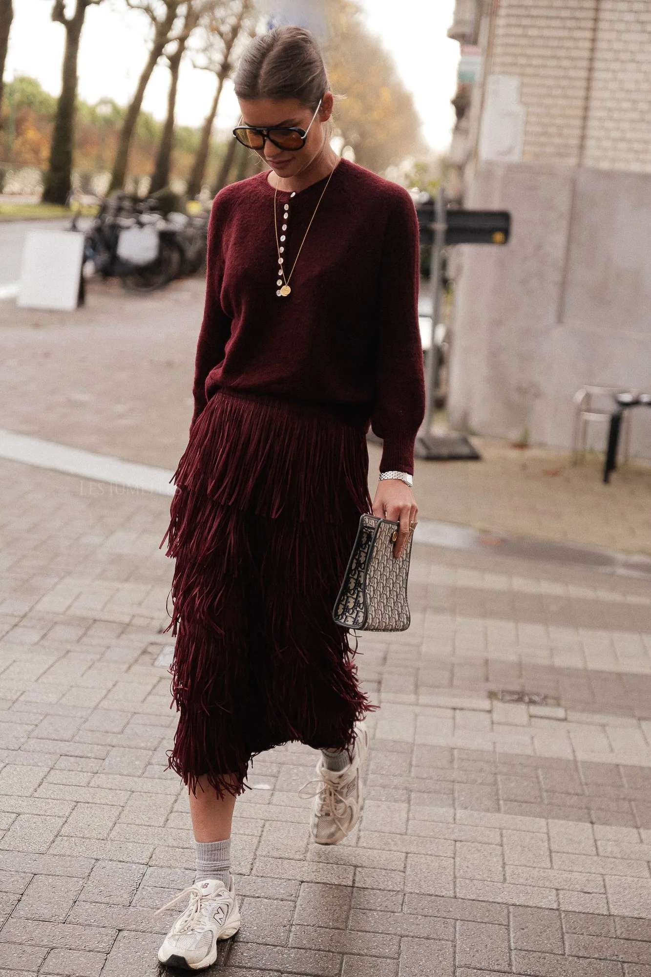 Demi fringe skirt burgundy