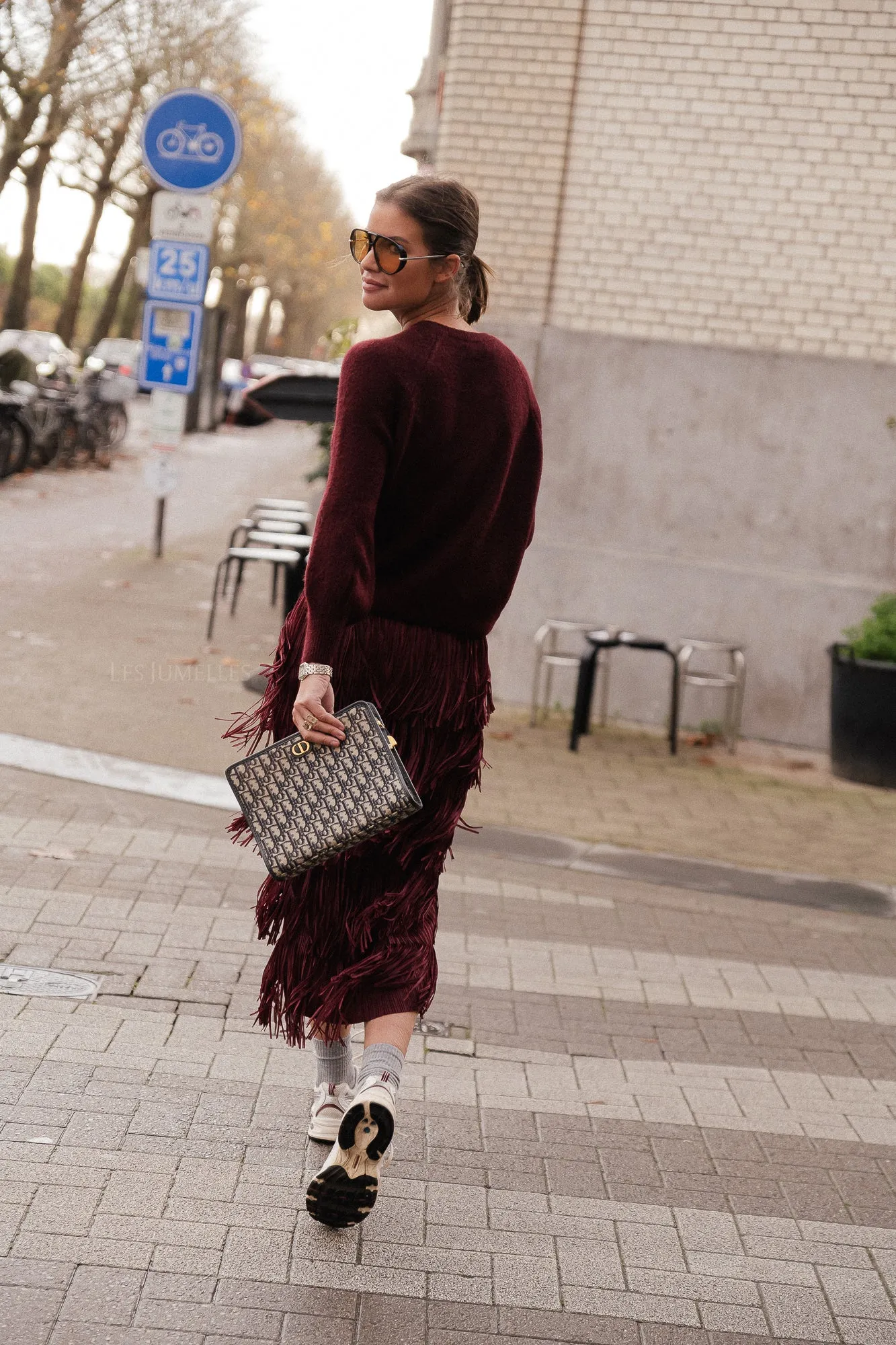 Demi fringe skirt burgundy