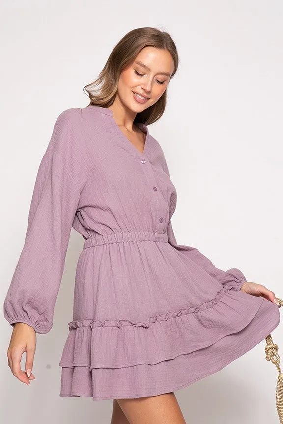 Dusty Orchid Boho Pumpkin Patch Tiered Dress