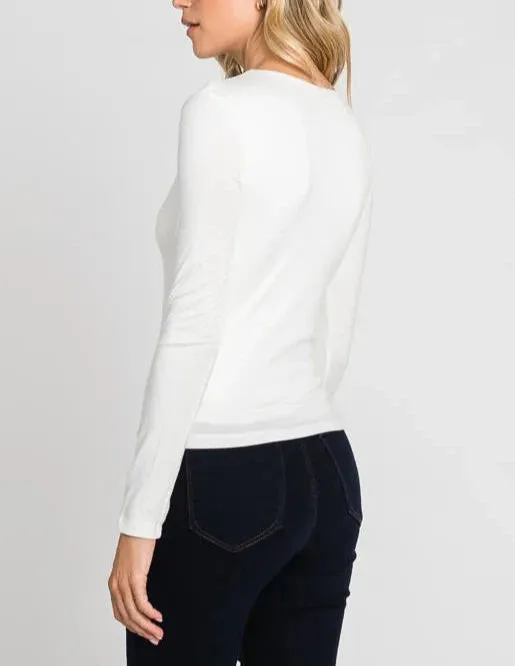 Eva V-Neck Double Layer Comfy Long Sleeve Top (Assorted Colors)