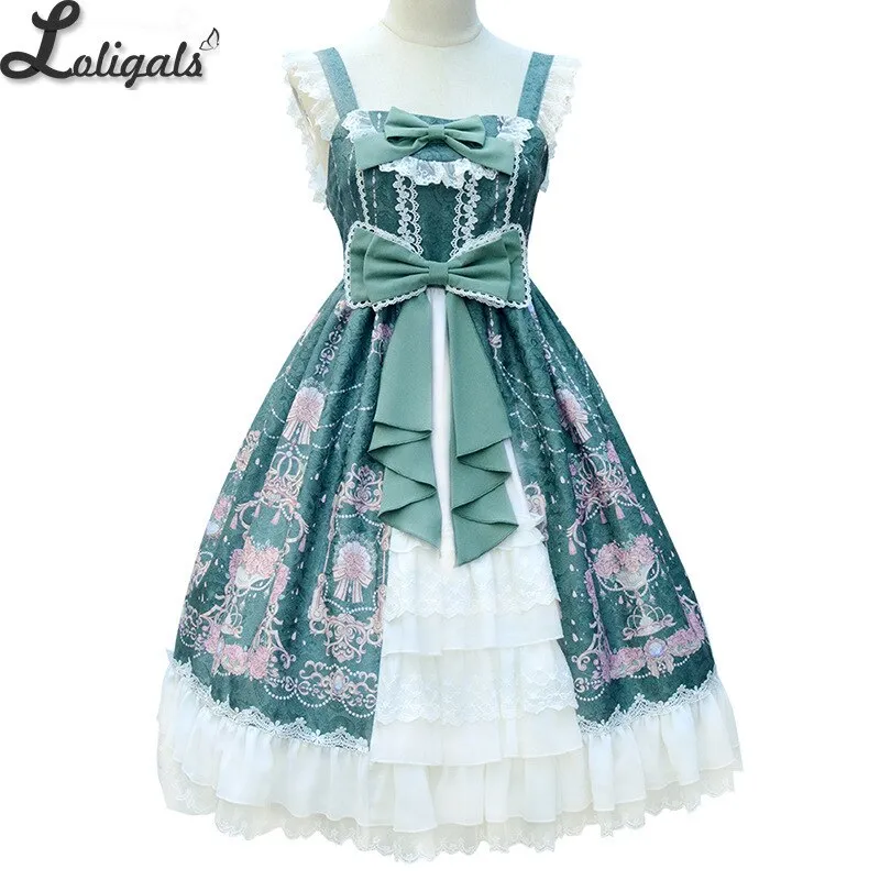 Flowery Fairyland ~ 2020 Vintage Printed Sleeveless Lolita Dress Midi Party Dress