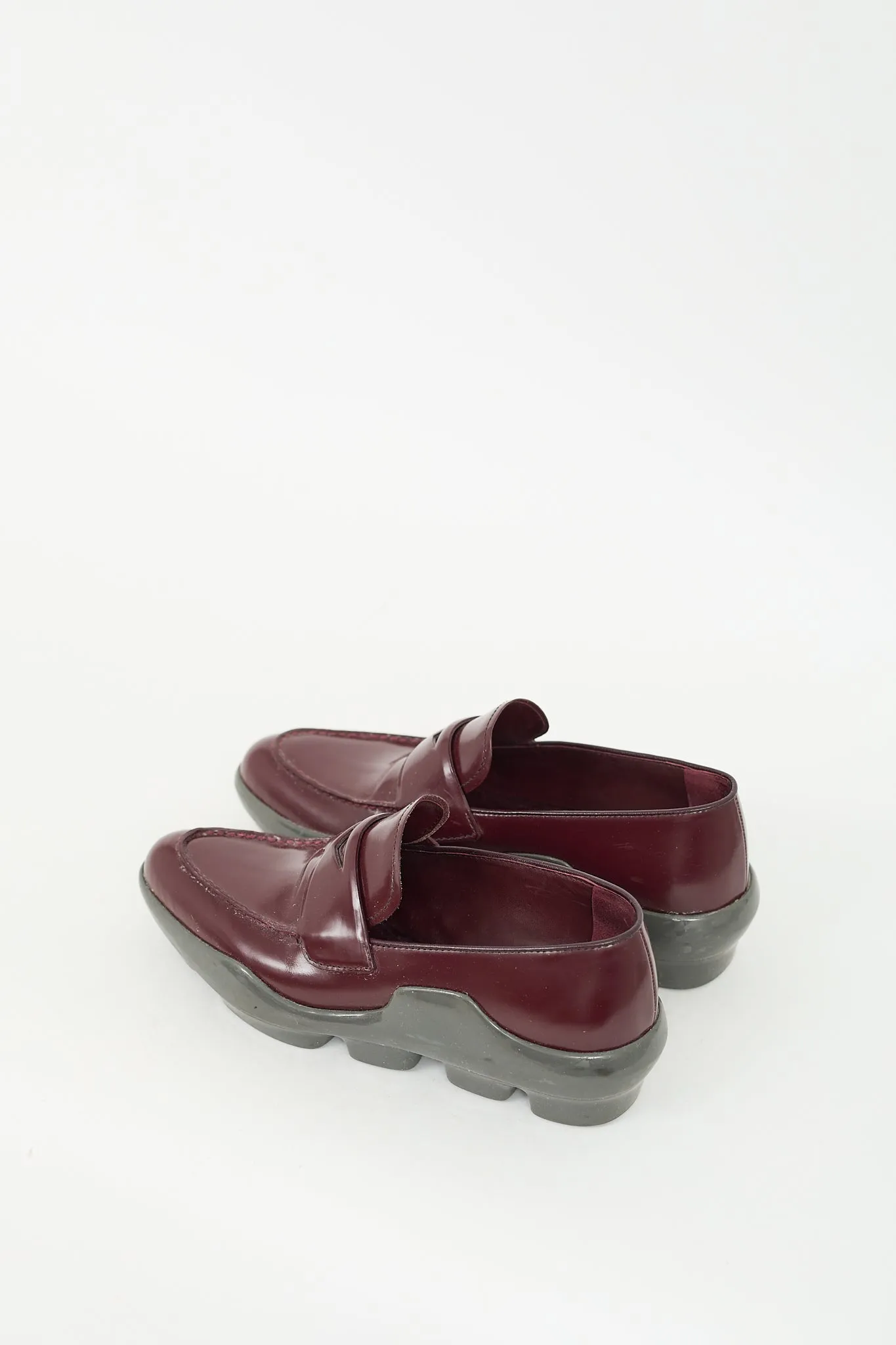 FW 2015 Burgundy & Grey Leather Bubble Loafer