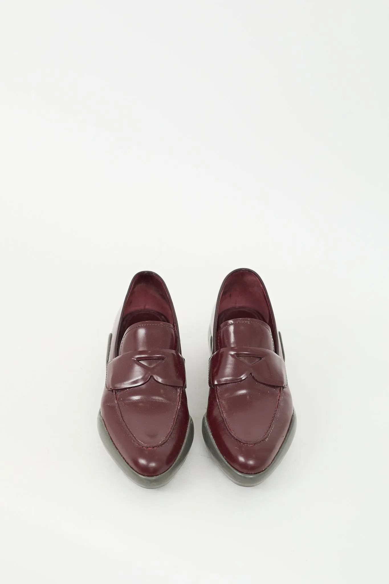 FW 2015 Burgundy & Grey Leather Bubble Loafer