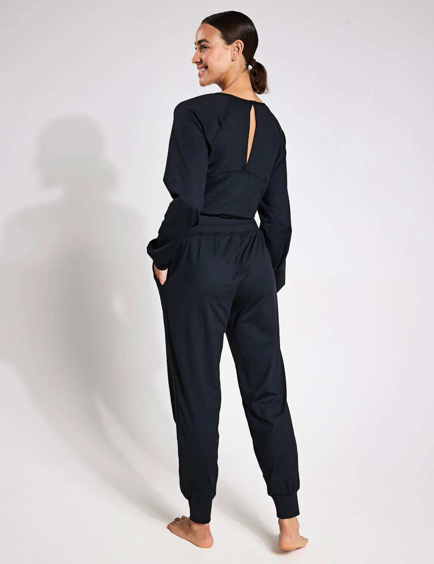 Gaia Yoga Long Sleeve Jumpsuit - Black