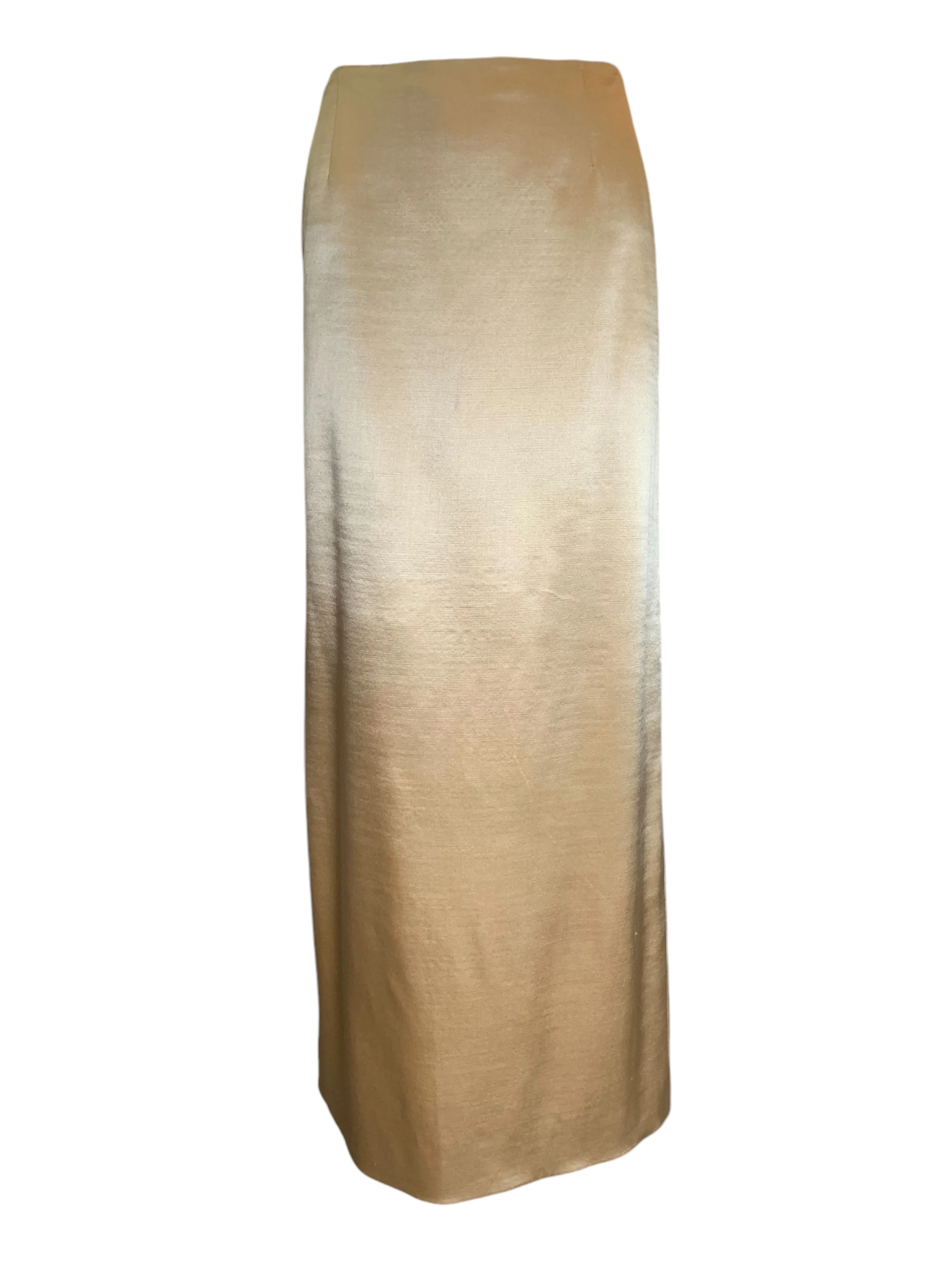 Geoffrey Beene Gold Silk Satin Monastic Blouse   Skirt Ensemble