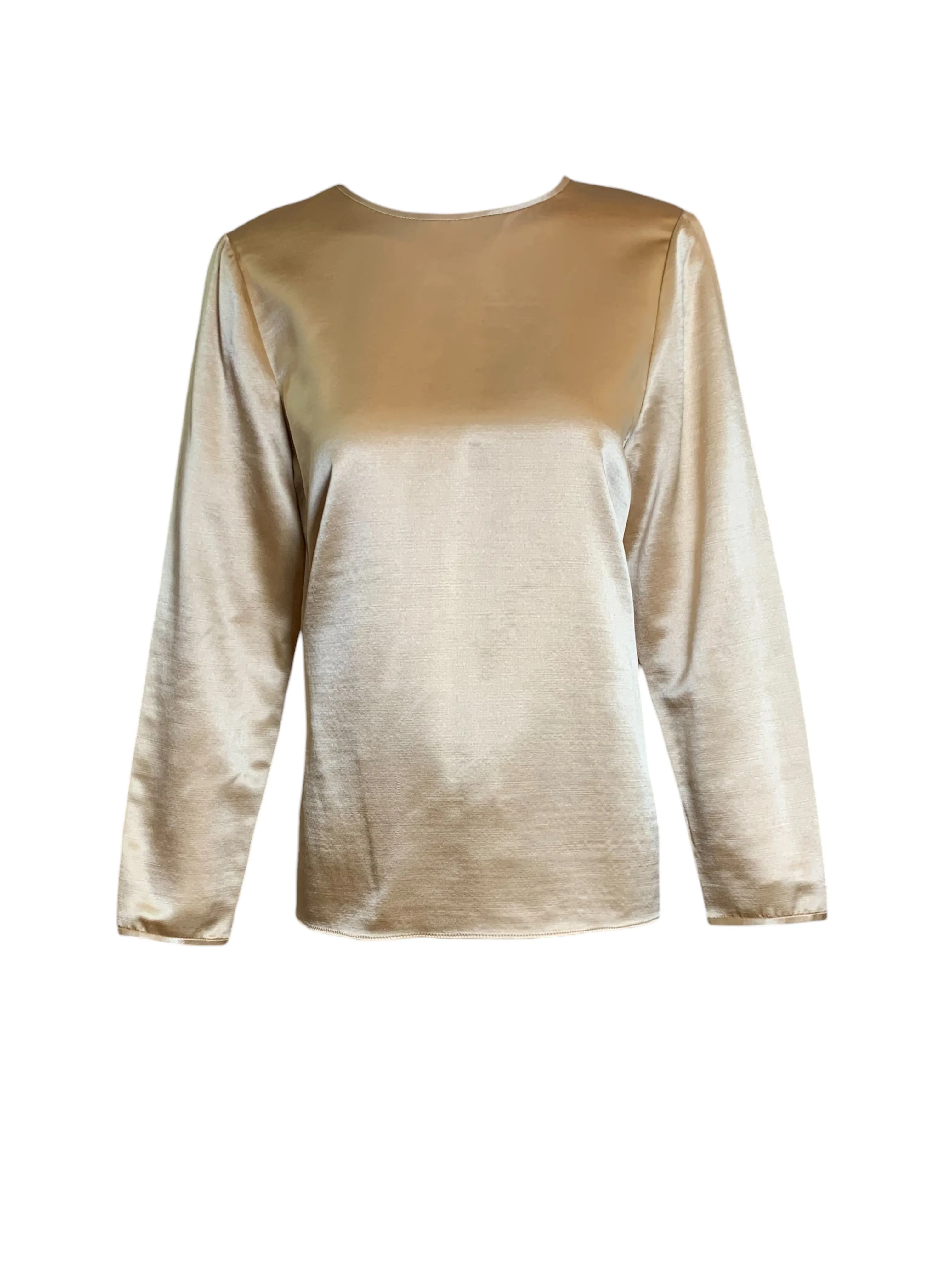 Geoffrey Beene Gold Silk Satin Monastic Blouse   Skirt Ensemble