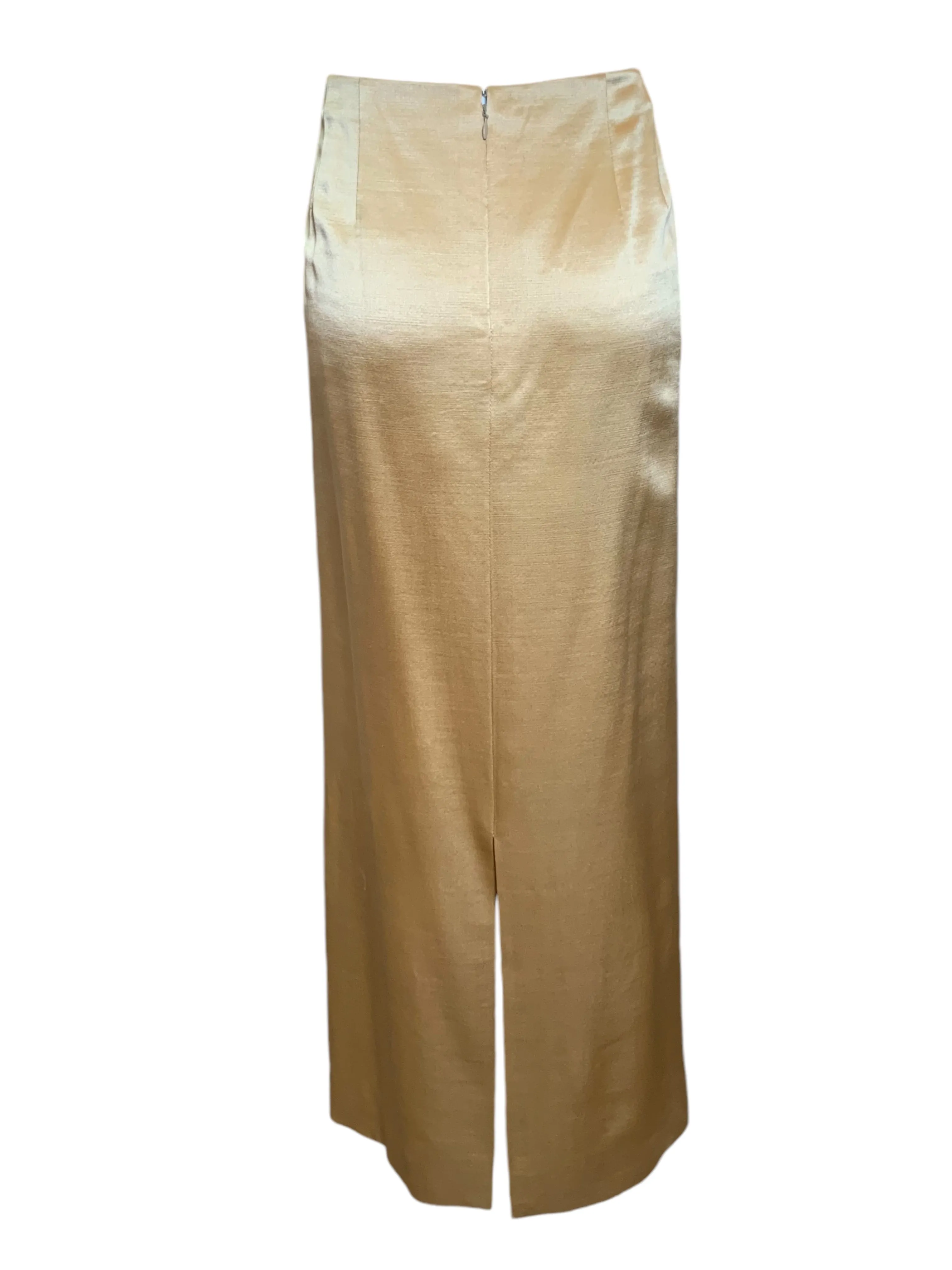 Geoffrey Beene Gold Silk Satin Monastic Blouse   Skirt Ensemble