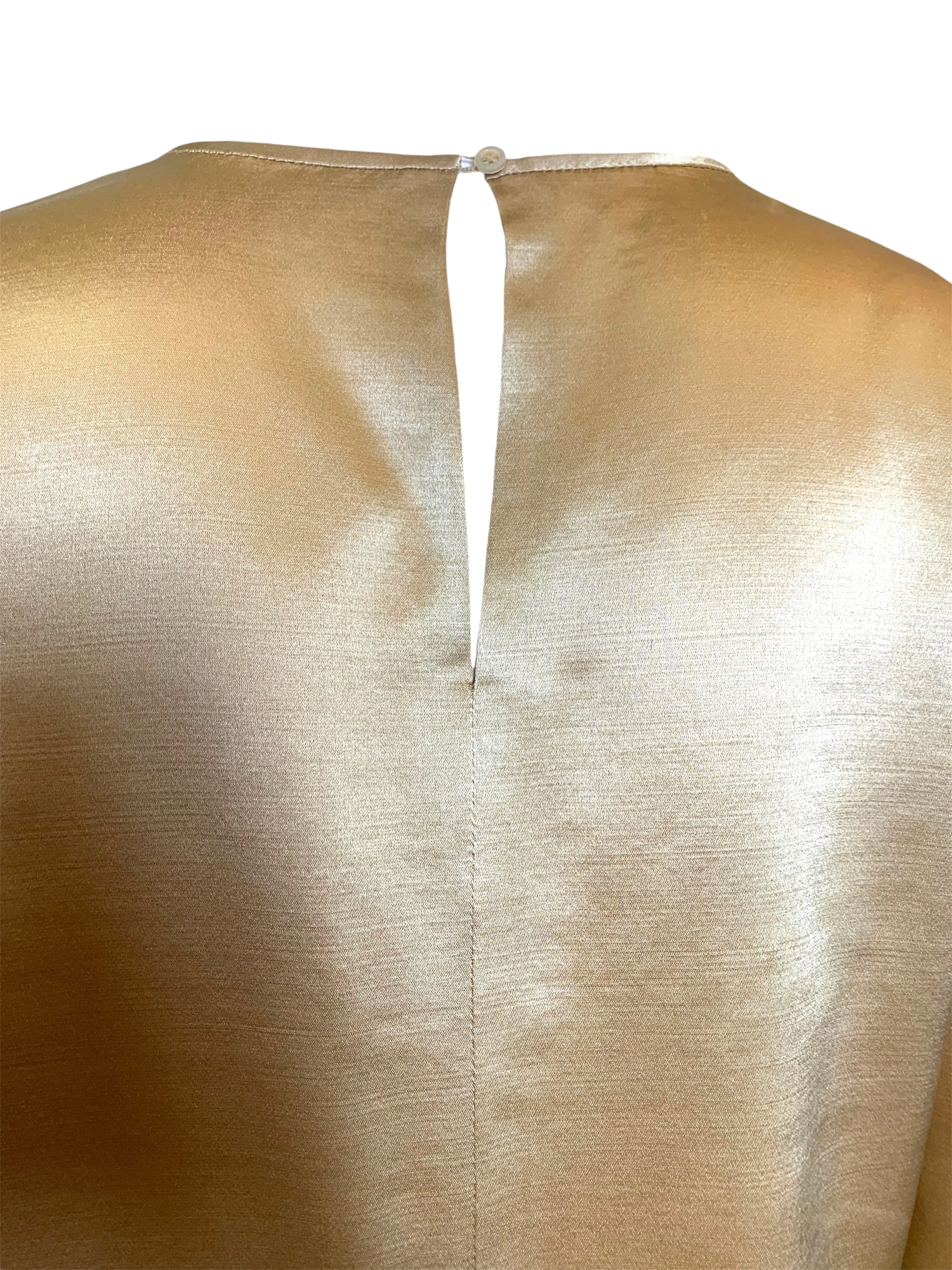 Geoffrey Beene Gold Silk Satin Monastic Blouse   Skirt Ensemble