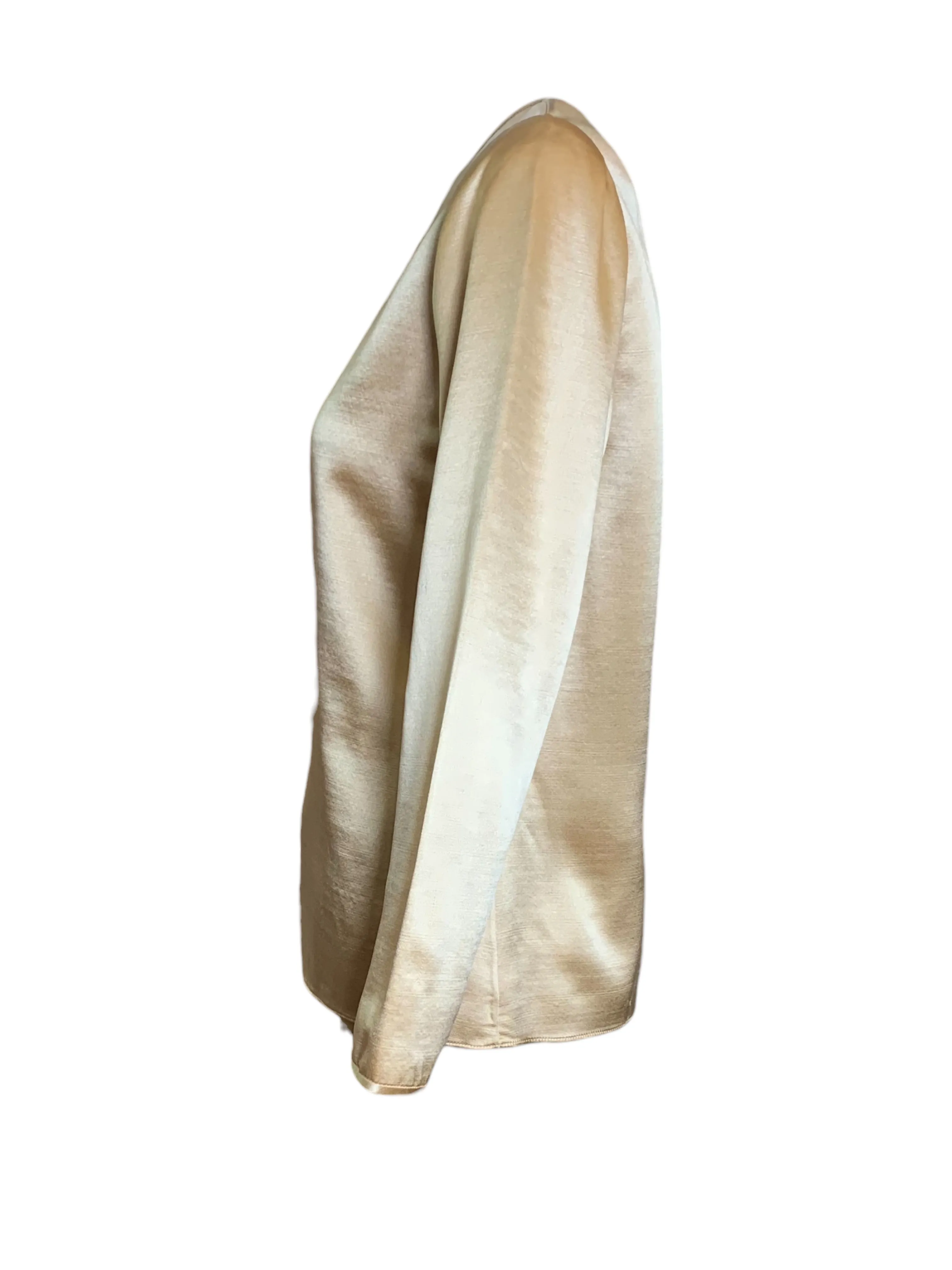 Geoffrey Beene Gold Silk Satin Monastic Blouse   Skirt Ensemble