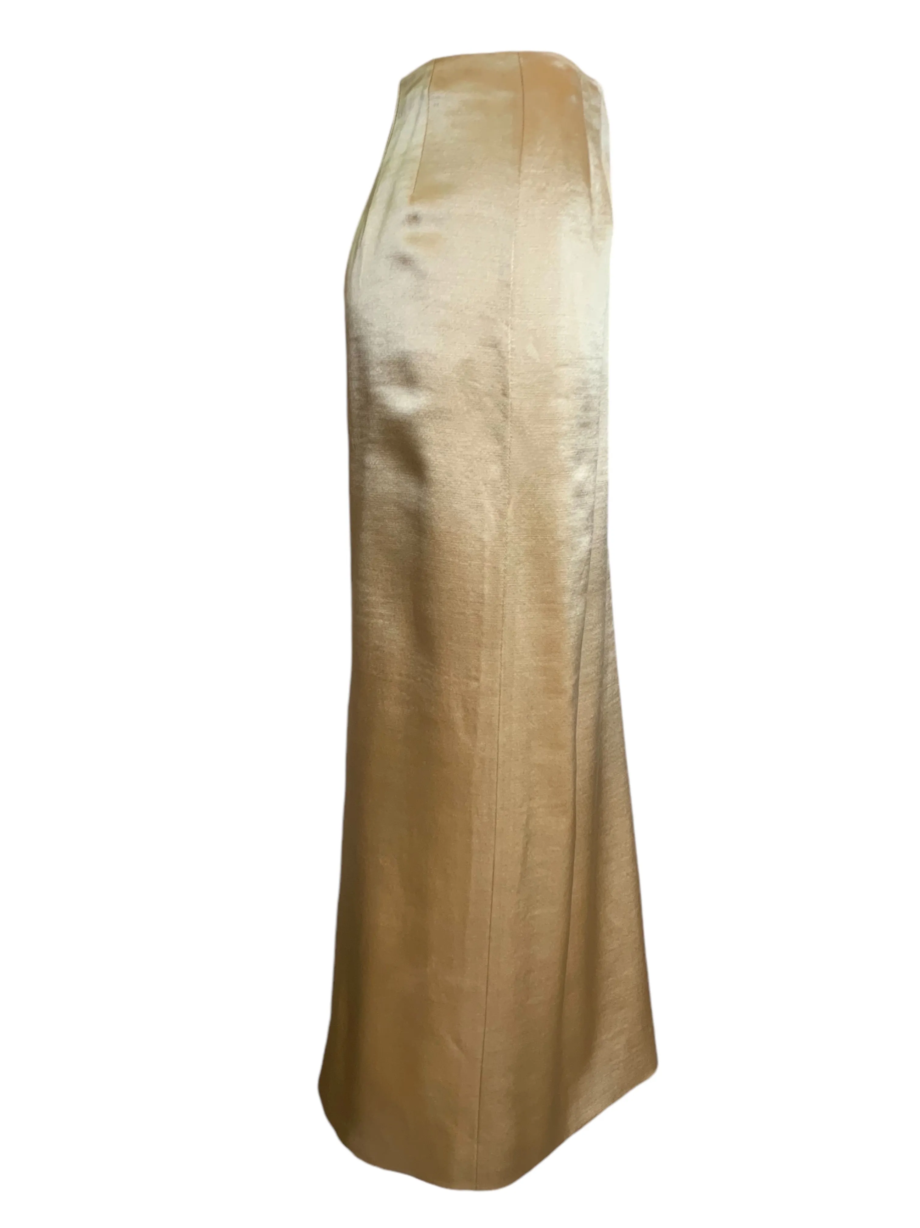 Geoffrey Beene Gold Silk Satin Monastic Blouse   Skirt Ensemble