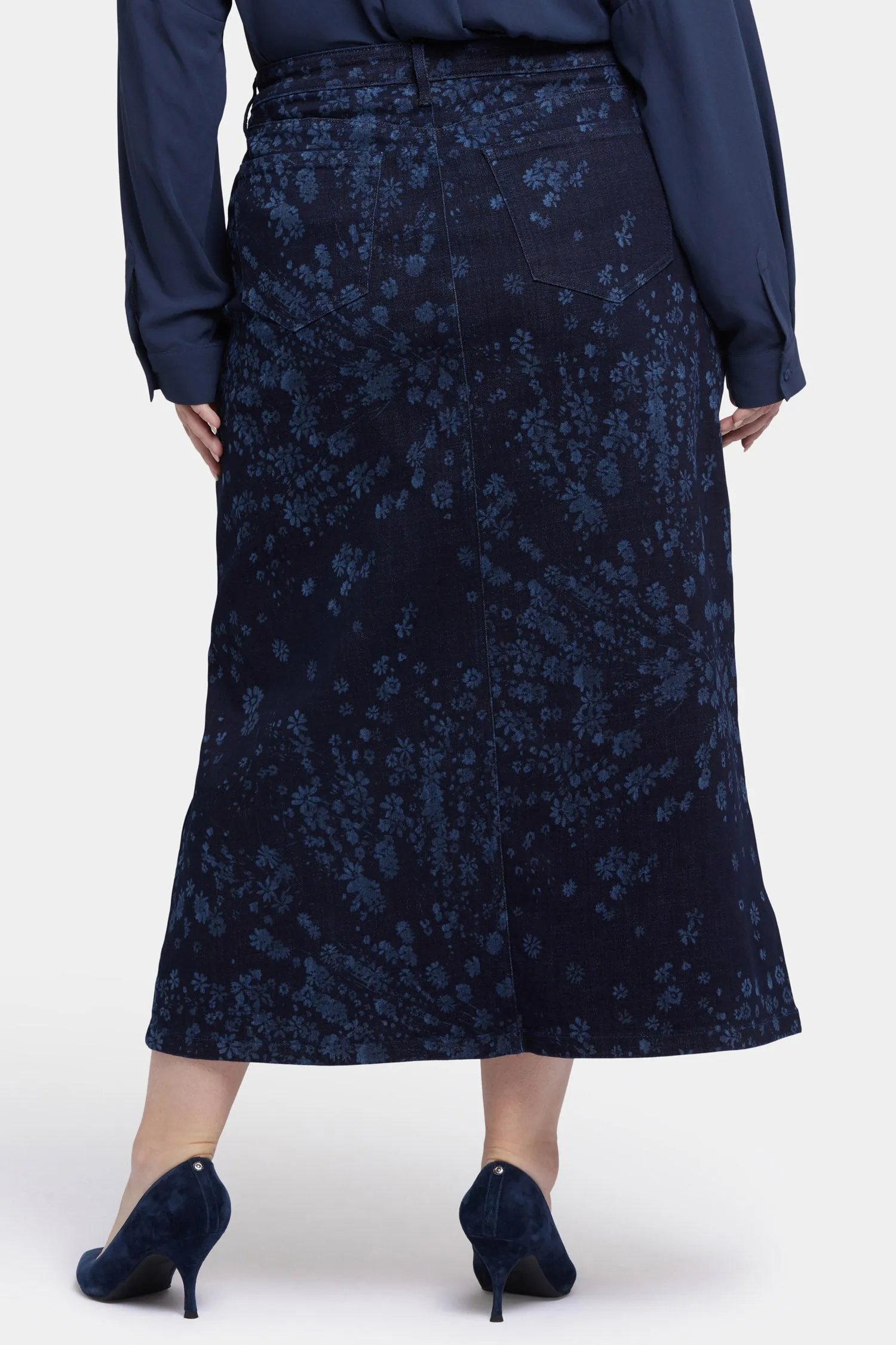 High Rise Long Skirt In Plus Size - Dark Indigo Salome