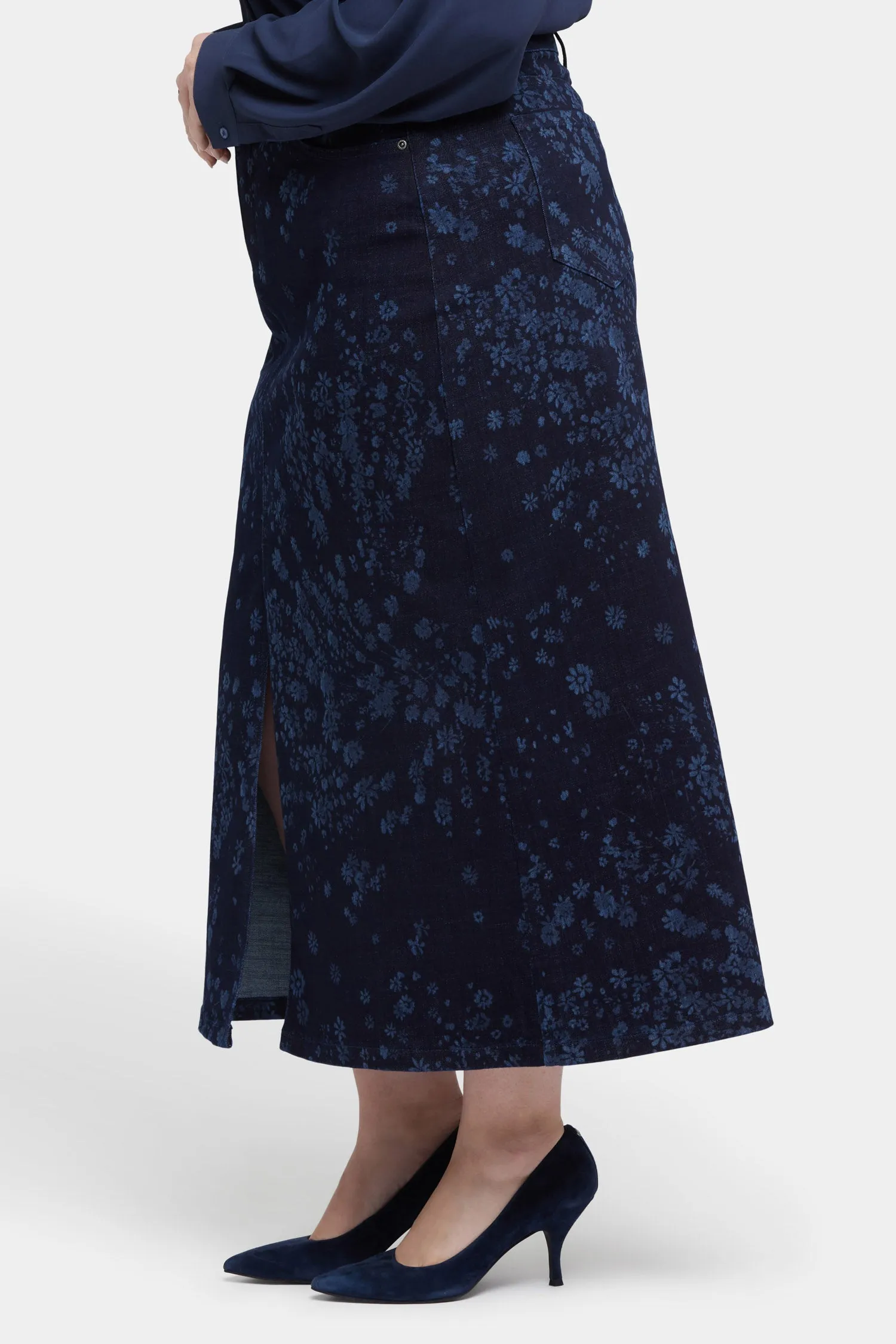 High Rise Long Skirt In Plus Size - Dark Indigo Salome