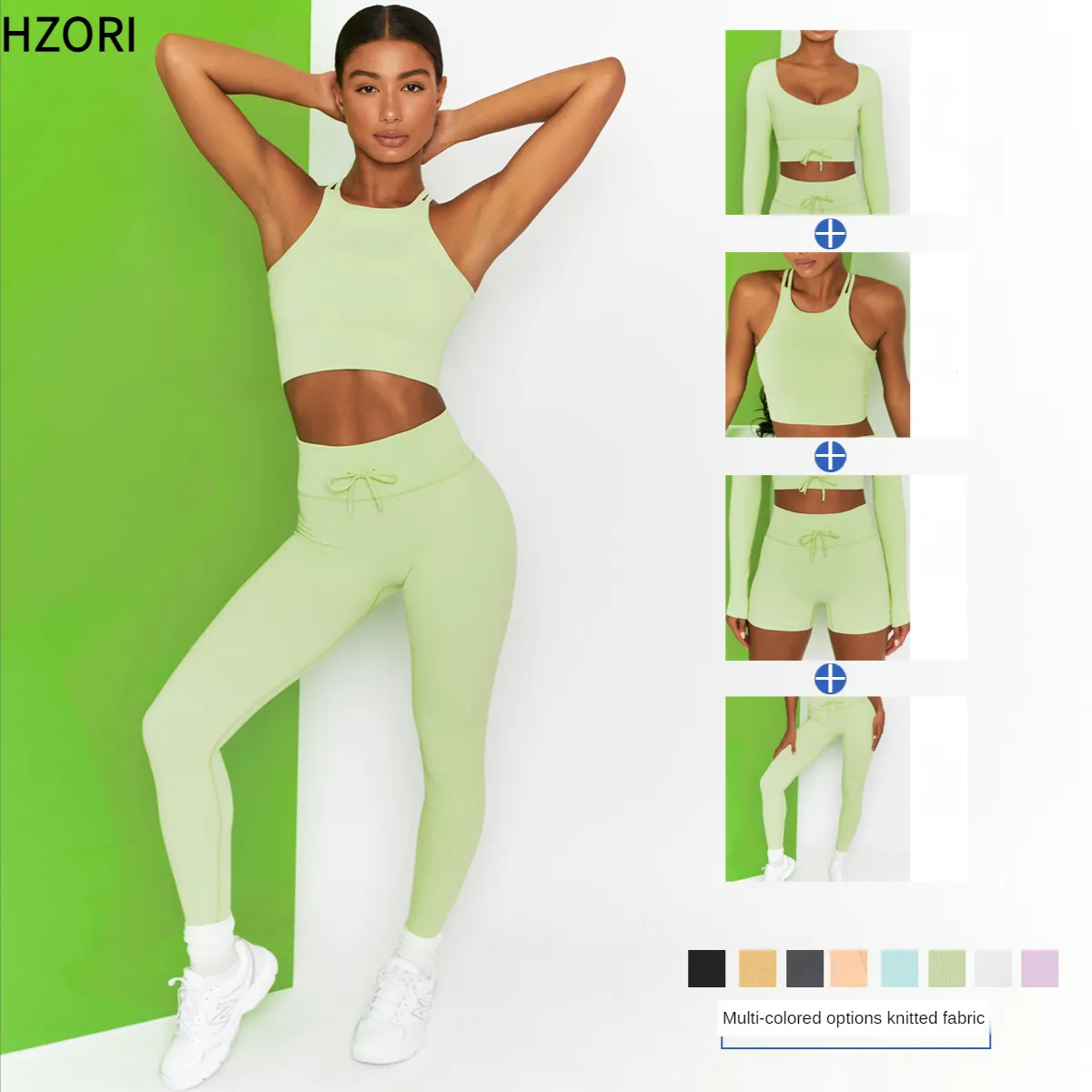 Hzori Fashion Candy Yoga Pants Casual Sports and Fitness Shorts Seamless Tight Bra Underwear Four-Piece Yoga Suit